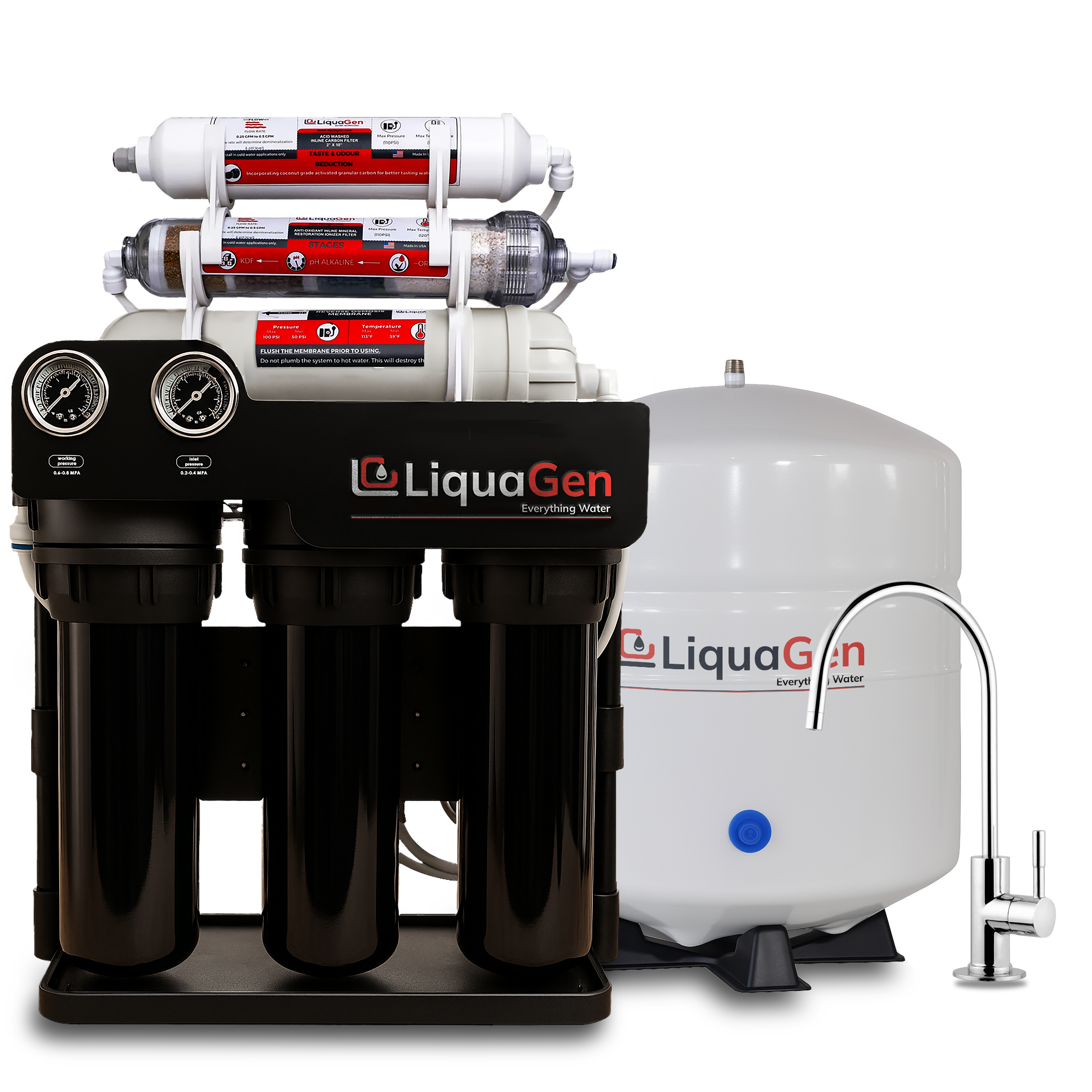 Light Commercial Grade Reverse Osmosis Water Filtration System 200 GPD | 6 Stage RO + Booster Pump - LiquaGen Water