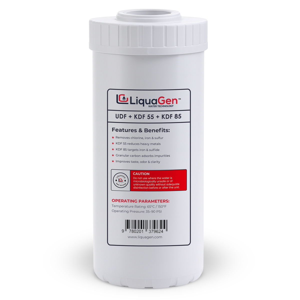 4.5" x 10" GAC/UDF + KDF 55 + KDF 85 Filter Cartridge (Chlorine and He