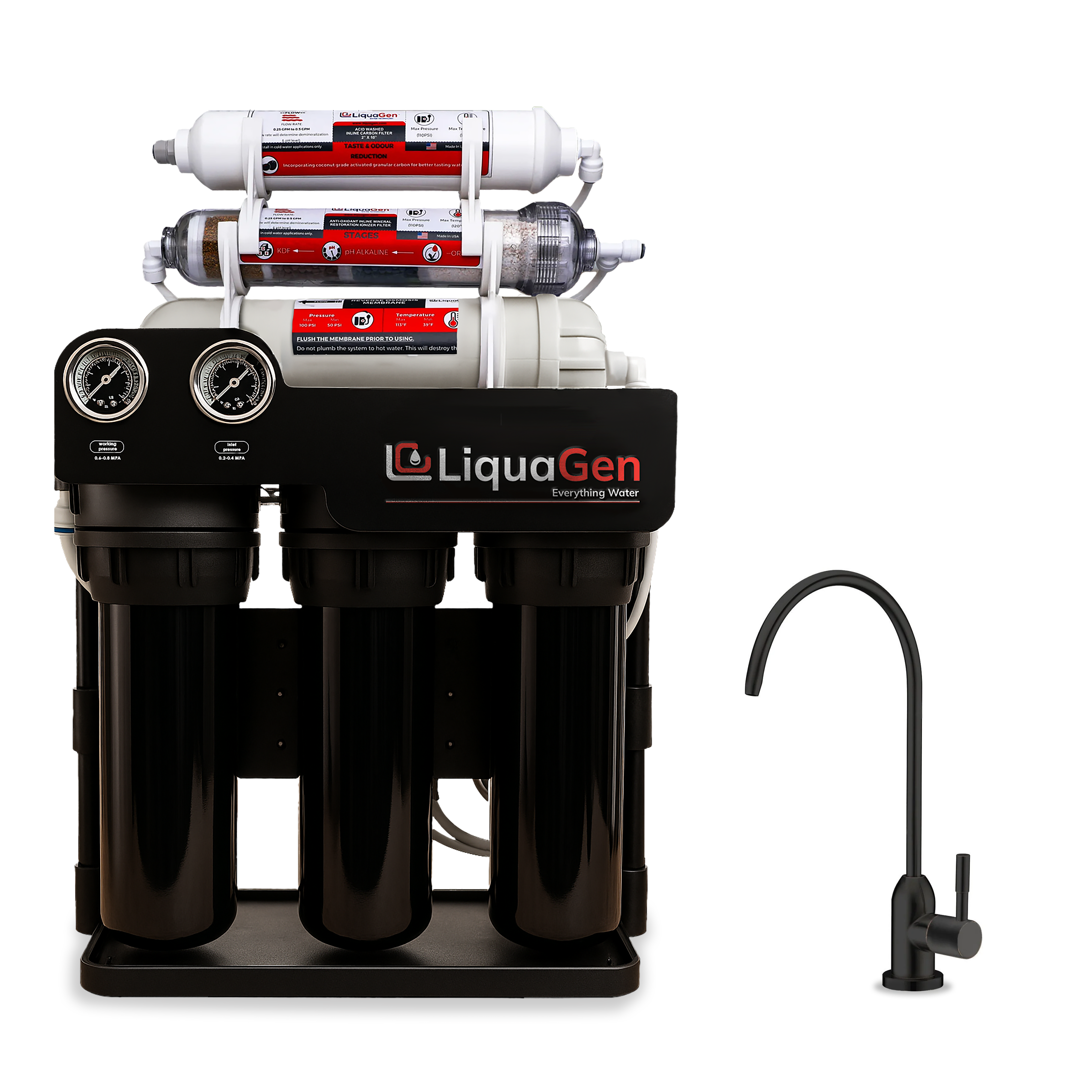 Light Commercial Grade Reverse Osmosis Water Filtration System 200 GPD | 6 Stage RO + Booster Pump - LiquaGen Water