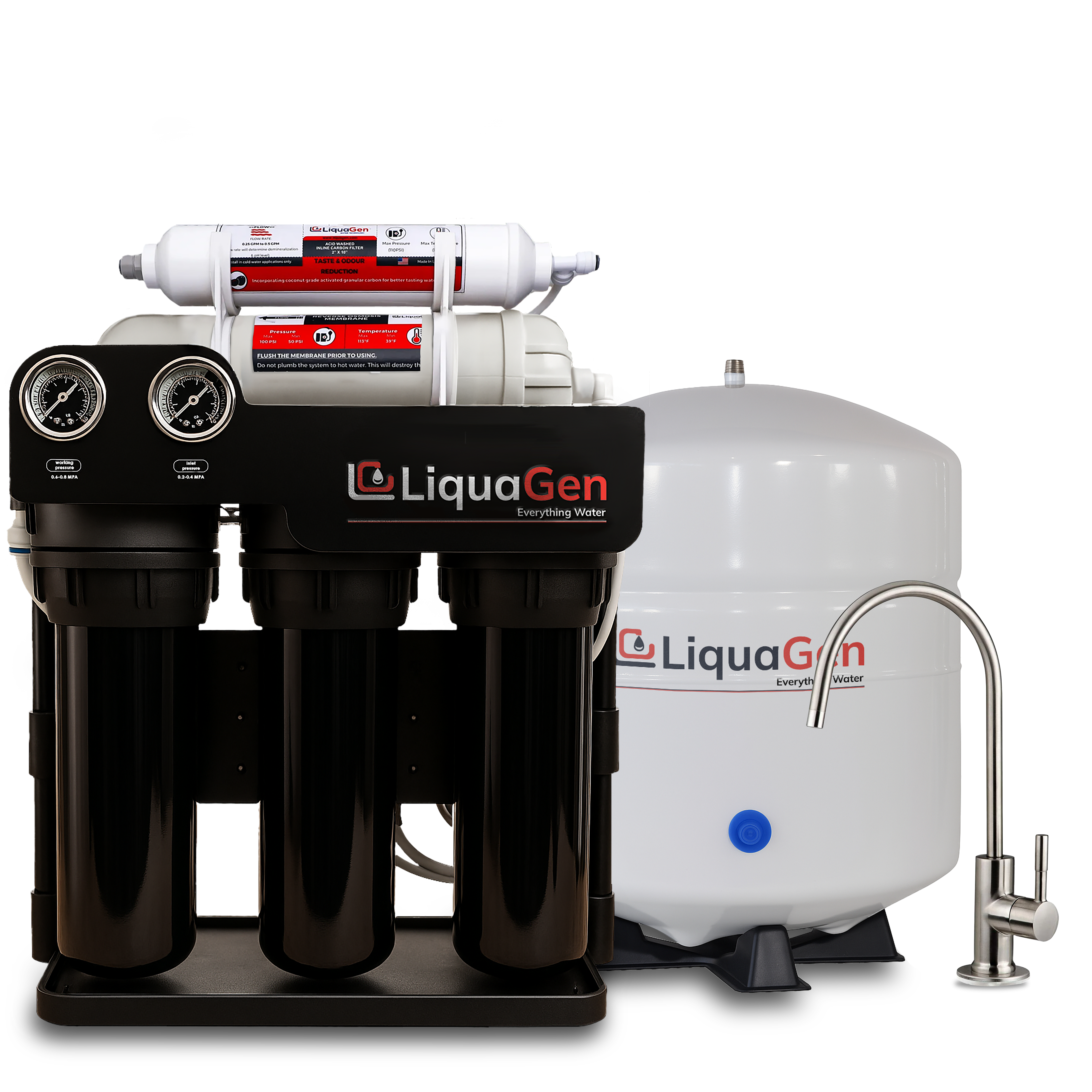 Light Commercial Grade Reverse Osmosis Water Filtration System 150 GPD | 6 Stage RO + Booster Pump - LiquaGen Water