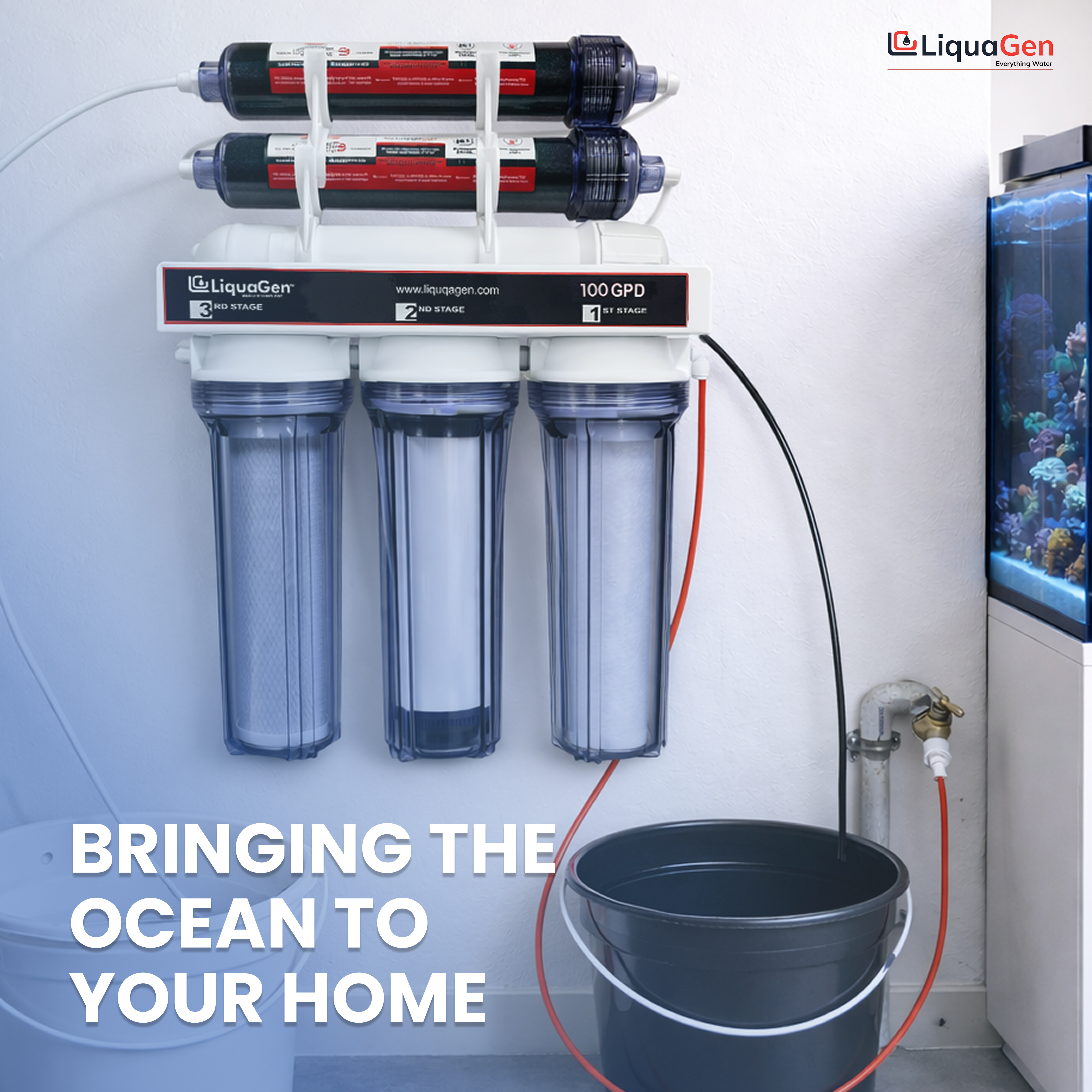 6 Stage Deluxe 100 GPD RO/DI Water Filter System - LiquaGen Water