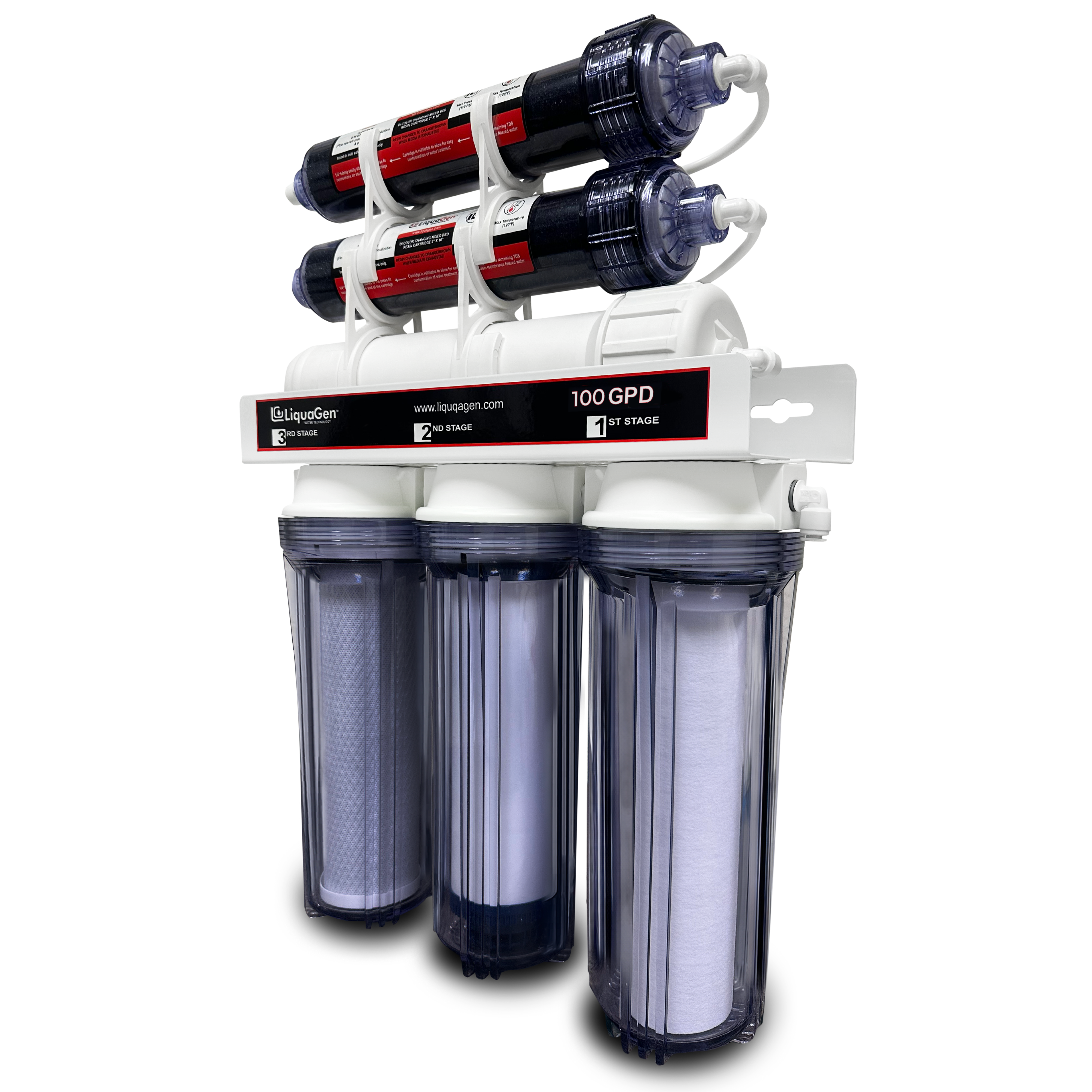 6 Stage Deluxe 100 GPD RO/DI Water Filter System - LiquaGen Water
