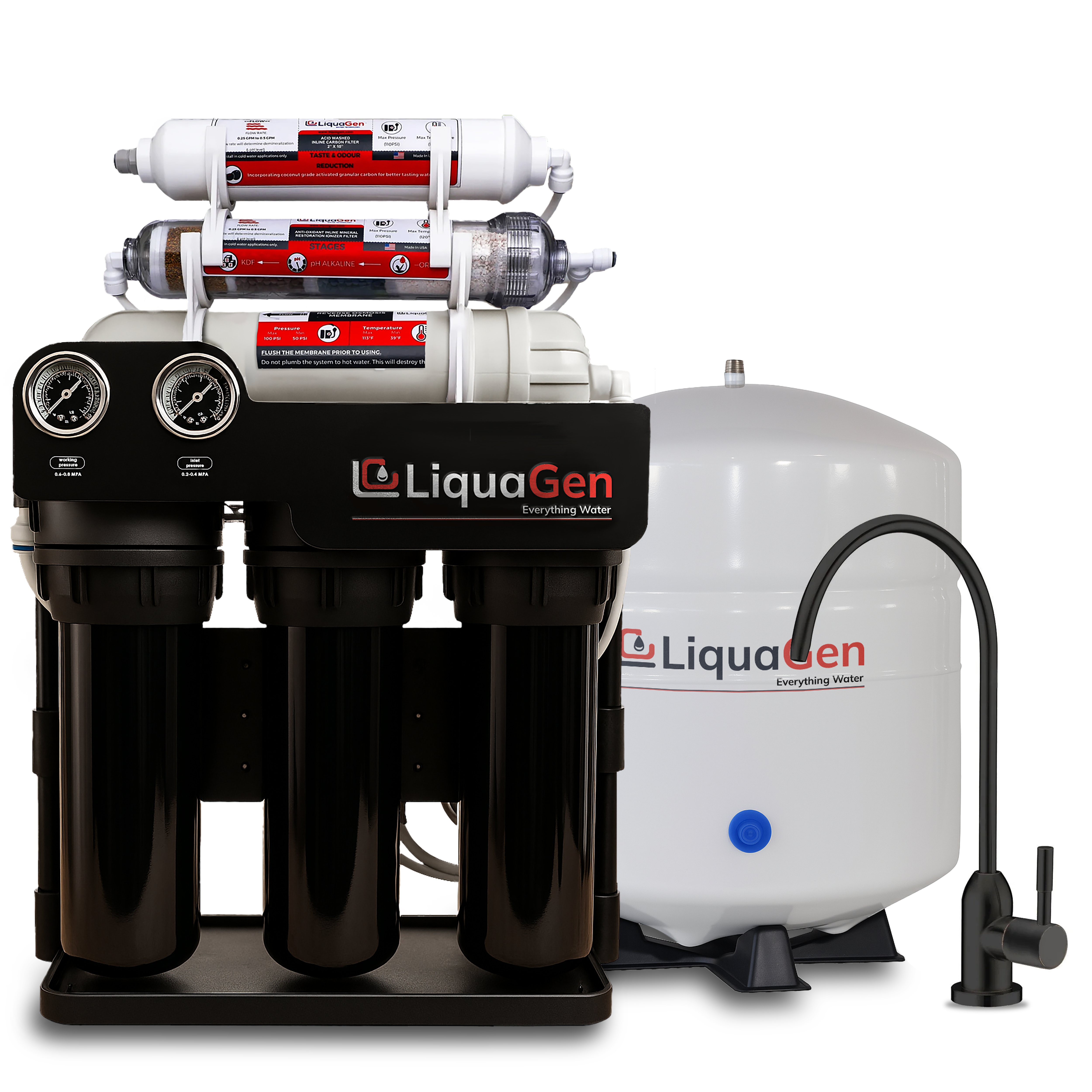 Light Commercial Grade Reverse Osmosis Water Filtration System 300 GPD | 6 Stage RO + Booster Pump - LiquaGen Water