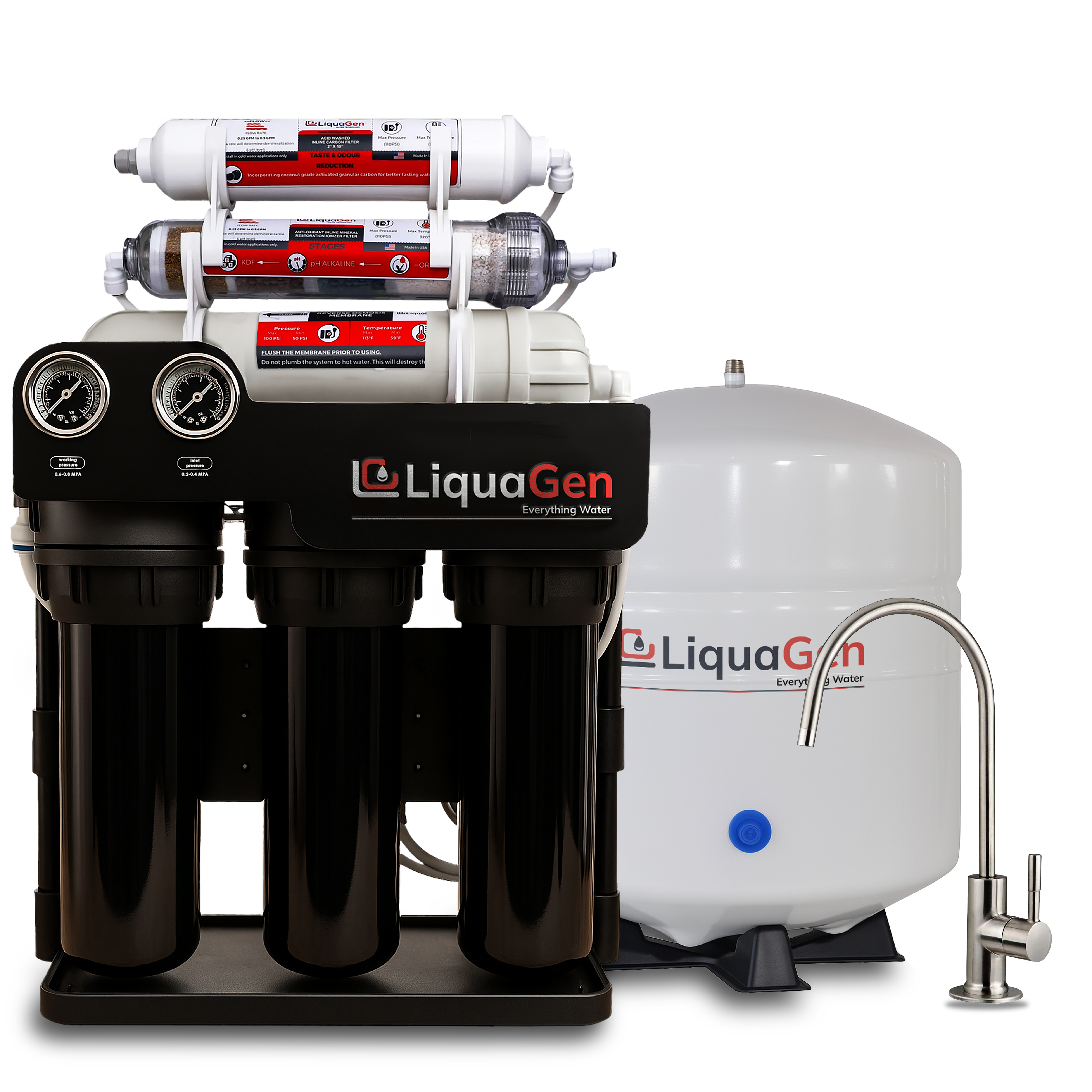 Light Commercial Grade Reverse Osmosis Water Filtration System 300 GPD | 6 Stage RO + Booster Pump - LiquaGen Water