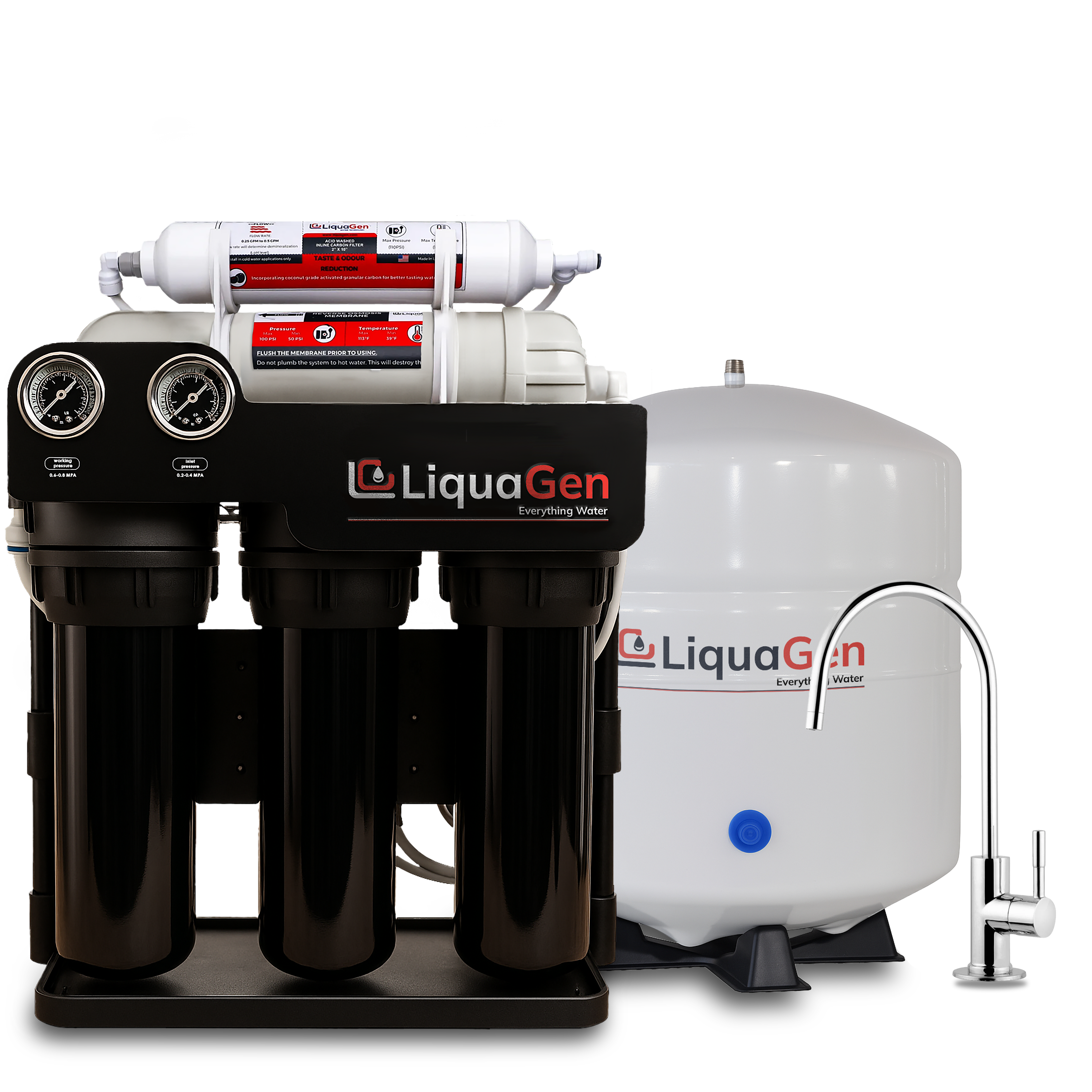 Light Commercial Grade Reverse Osmosis Water Filtration System 300 GPD | 5 Stage RO + Booster Pump - LiquaGen Water