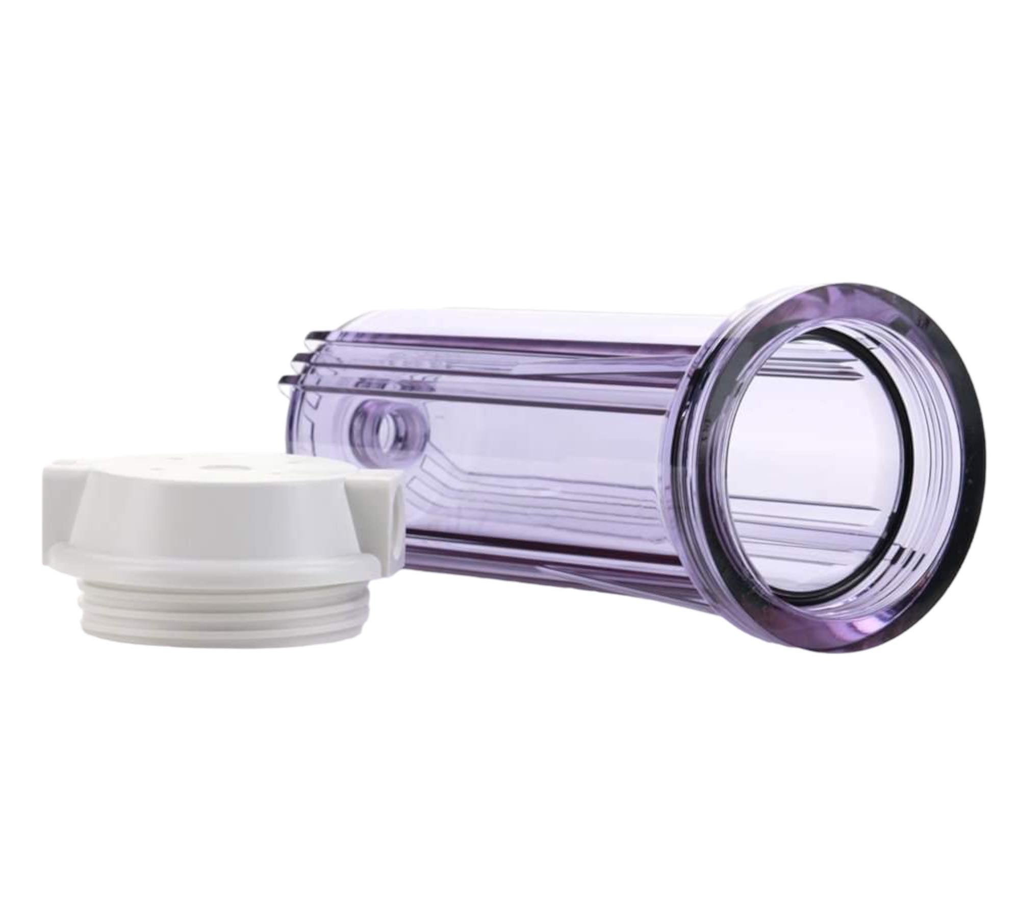 2.5" x 10" Clear Reverse Osmosis Flat Cap Housing - LiquaGen Water