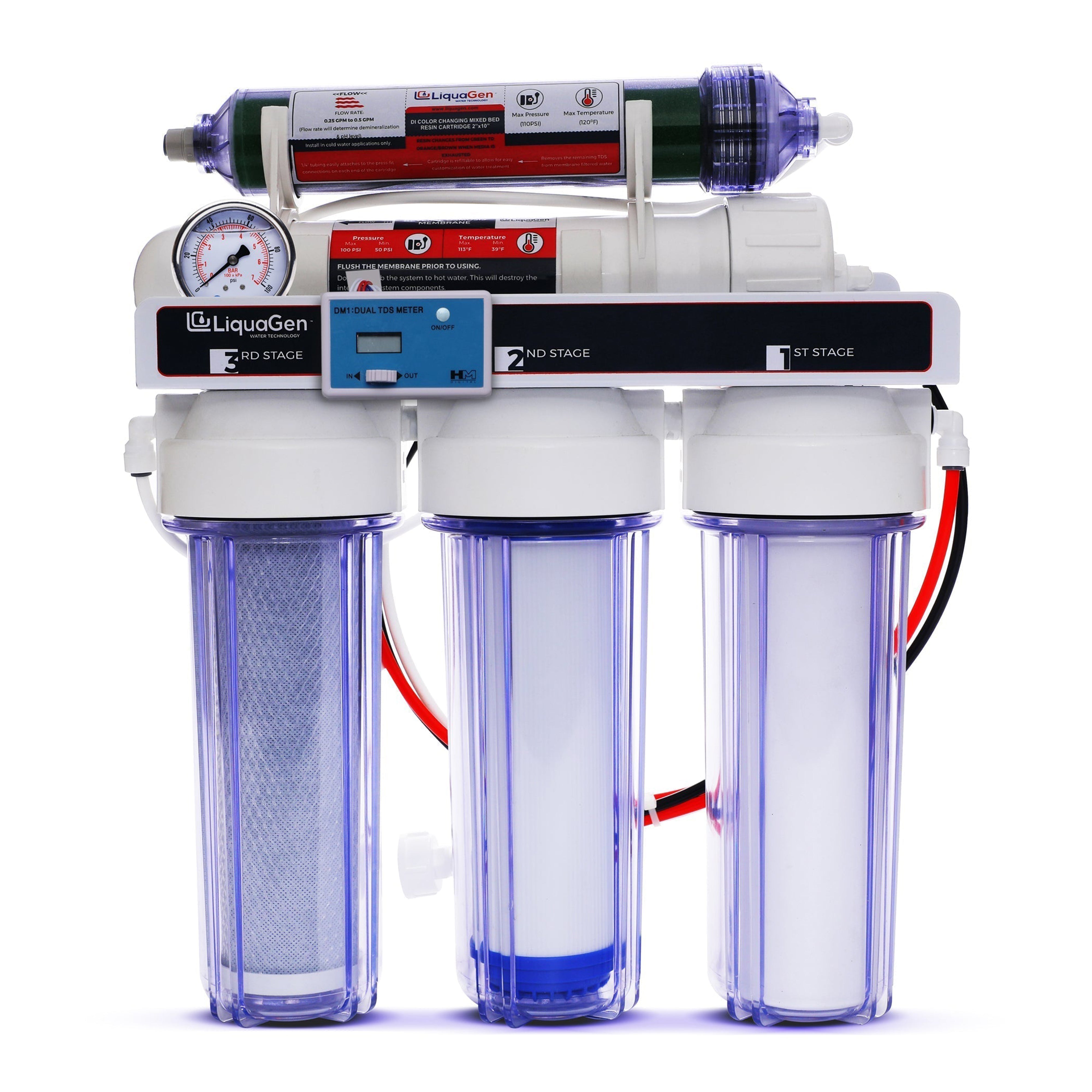 5 Stage Elementary 200 GPD Water Saver + Gauge + TDS Meter RO/DI Water System