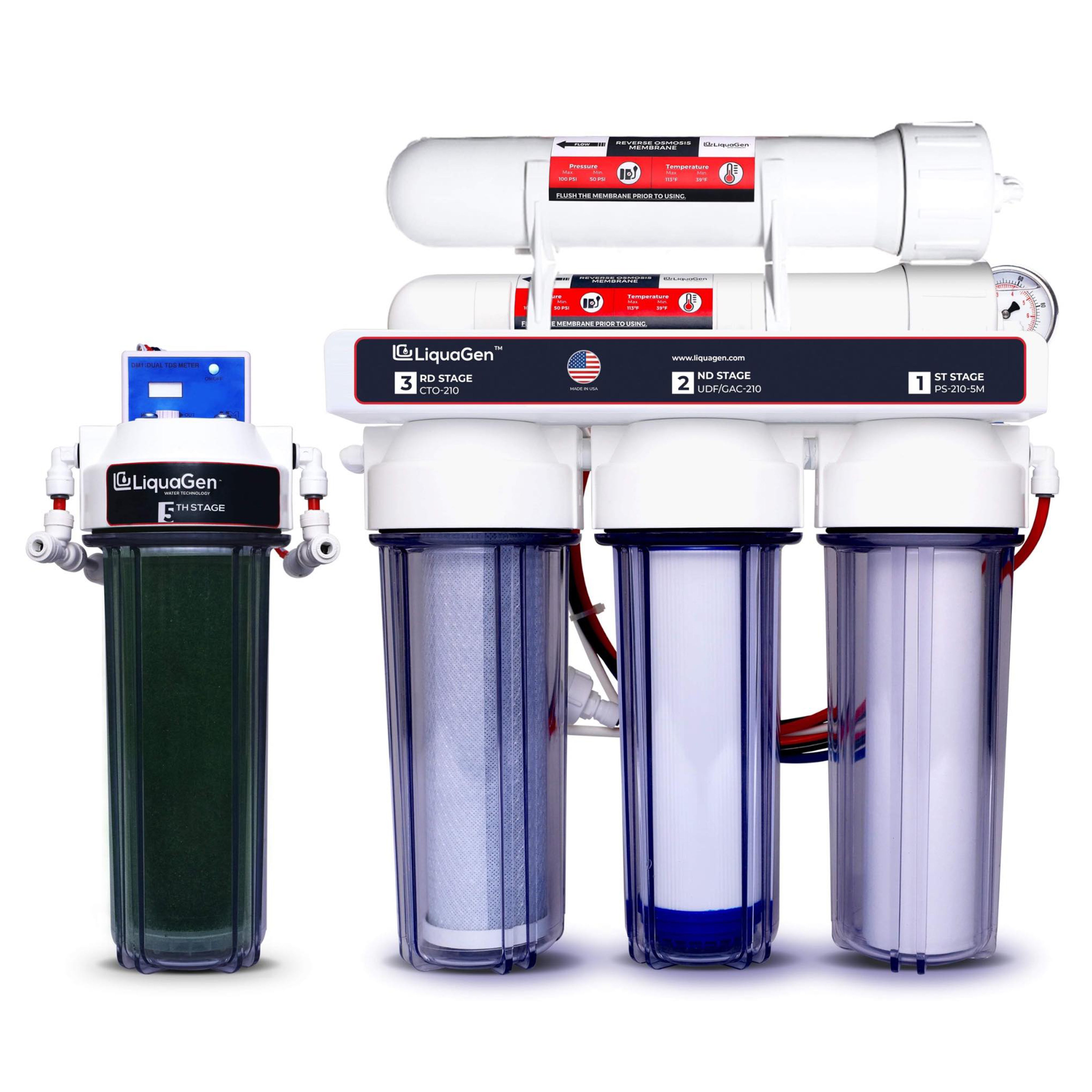 5 Stage Premium 150 GPD Water Saver System + Gauge & TDS Meter