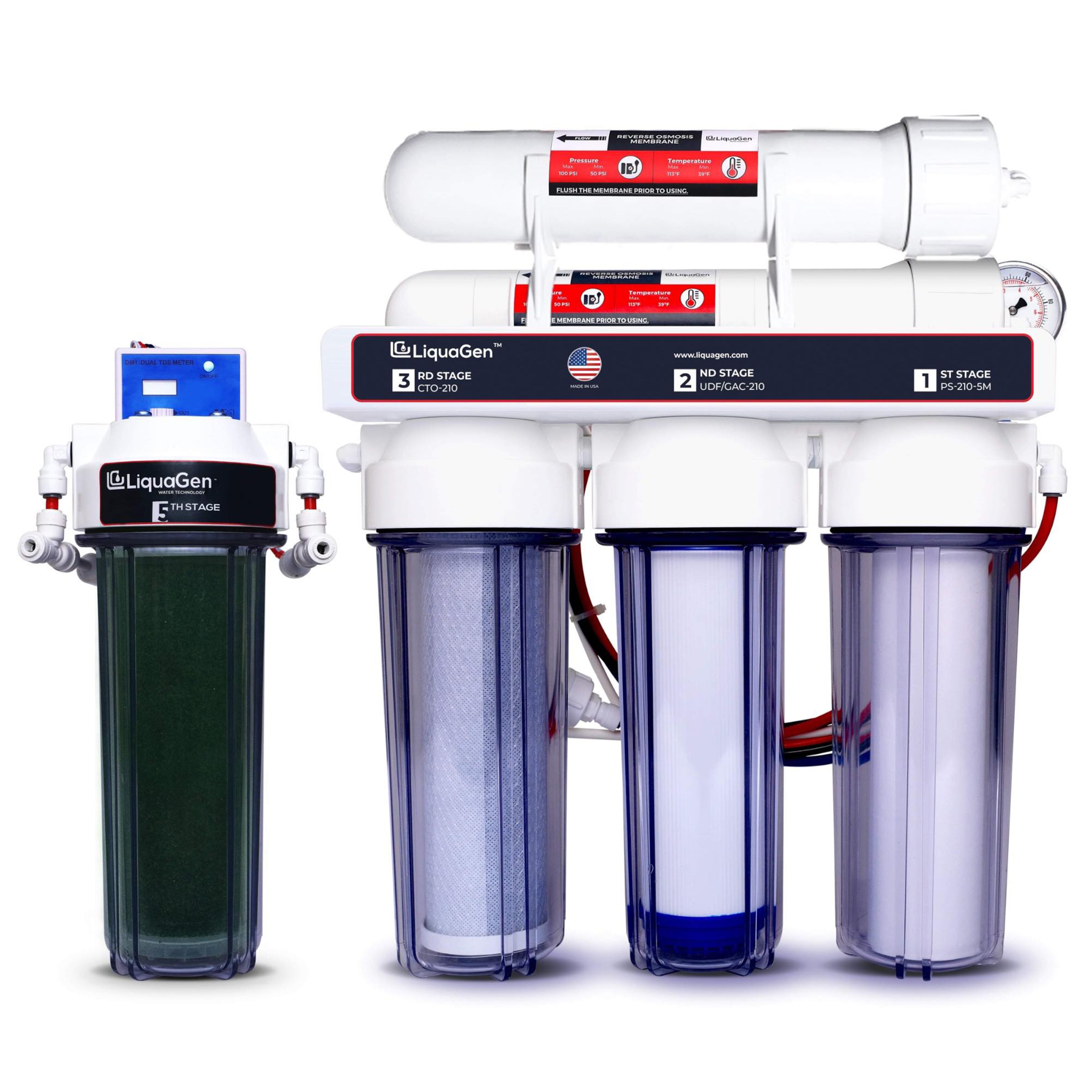 5 Stage Premium 200 GPD Water Saver System + Gauge & TDS Meter