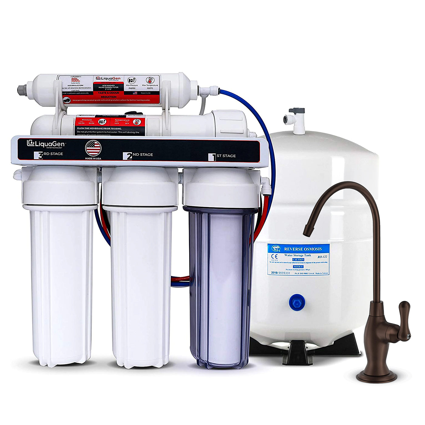 5-Stage Under Sink Reverse Osmosis Drinking Water Filtration System - LiquaGen Water
