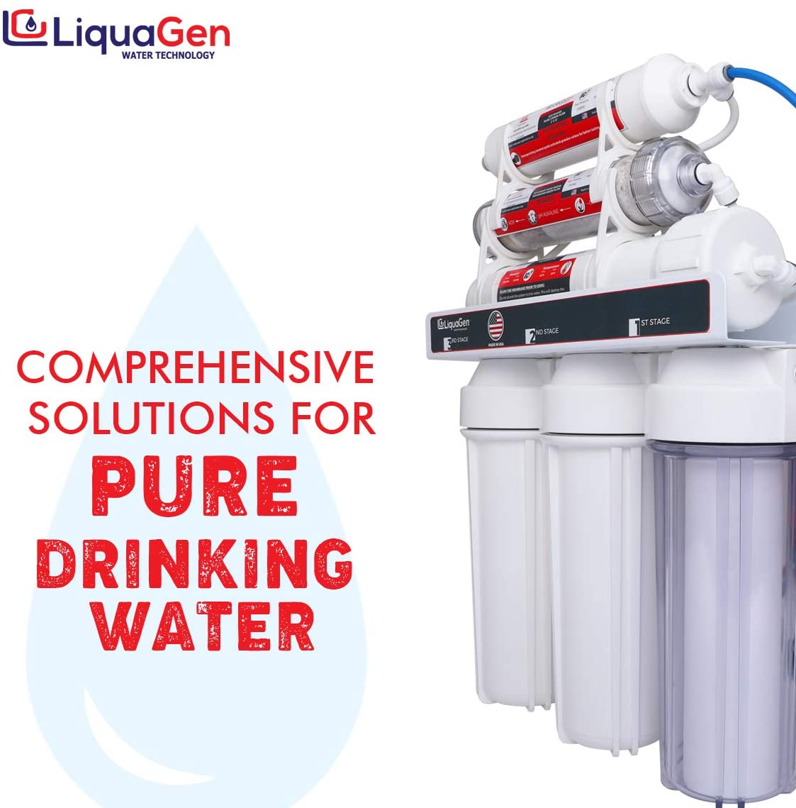 Antioxidant pH Mineral Water Filter : Alkaline/ORP Negative/KDF 55 | Calcite Post Membrane for Reverse Osmosis Filtration- 2" x 10" | Made In USA | Replacement Water Filters - LiquaGen Water