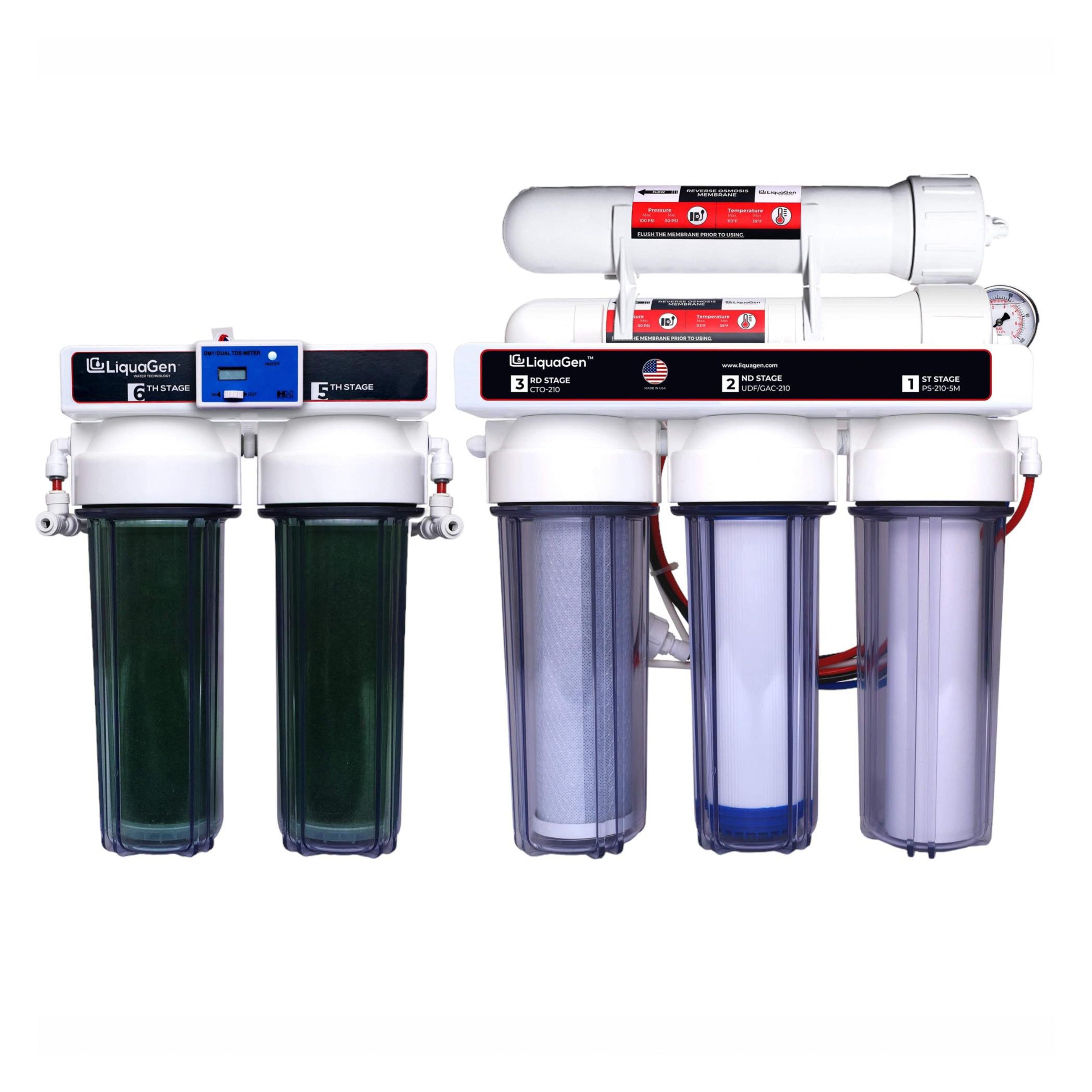 6 Stage Heavy Duty 200 GPD Water Saver RO/DI Water Filter System