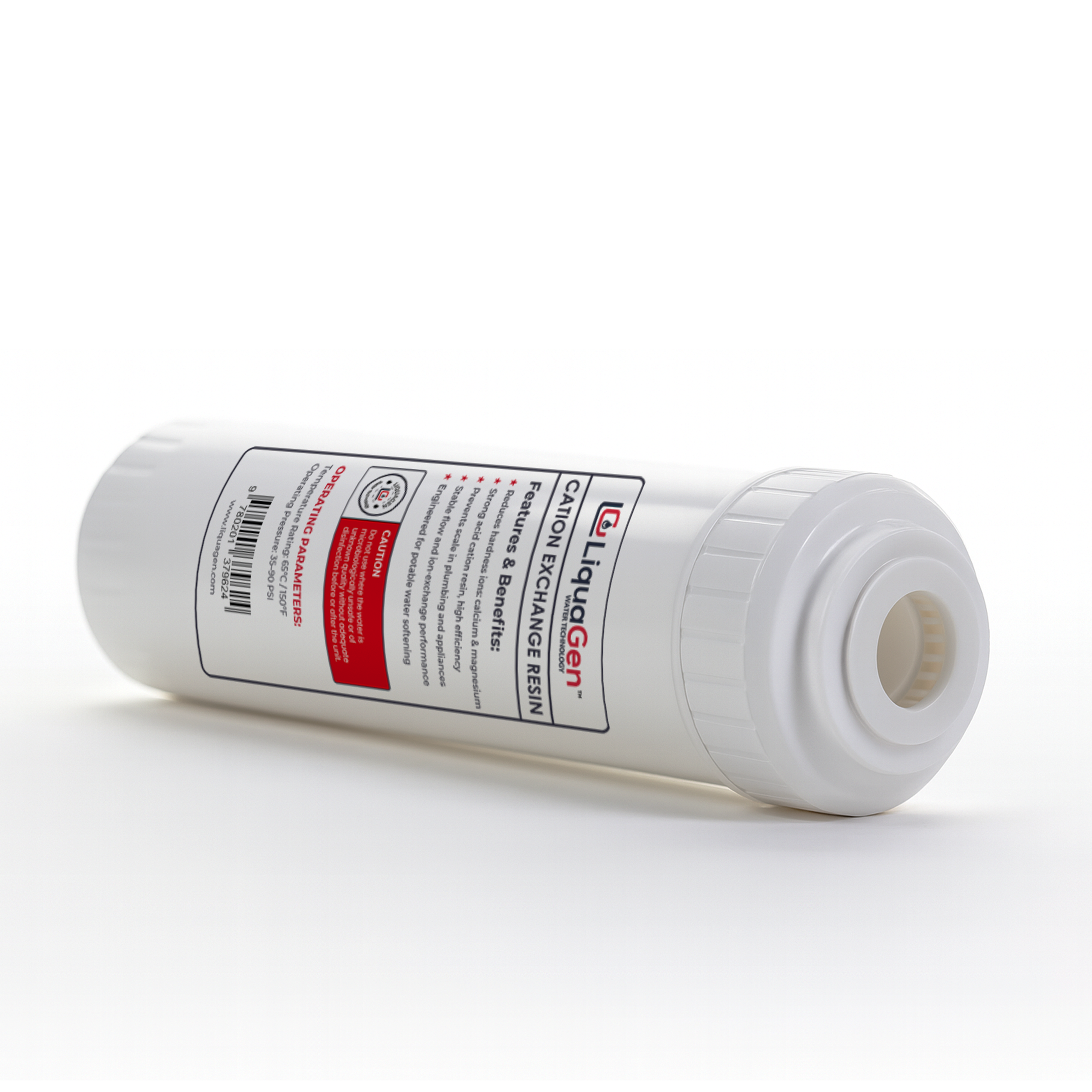 2.5" x 10" Cation Exchange Resin Filter Cartridge (Water Softening & Hardness Reduction) - LiquaGen Water