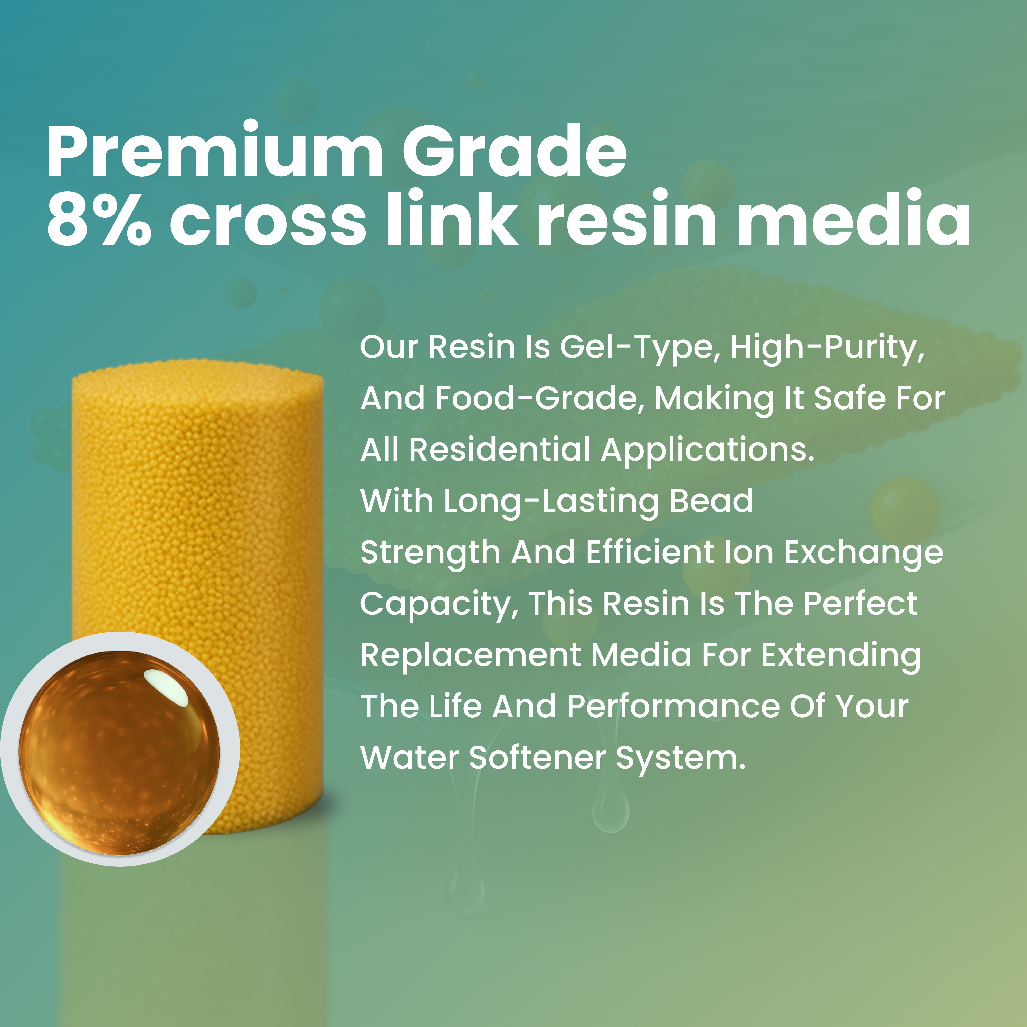 1 Cu.Ft. 8% Cross-Link Ion Exchange Resin – Replacement Media for Water Softeners