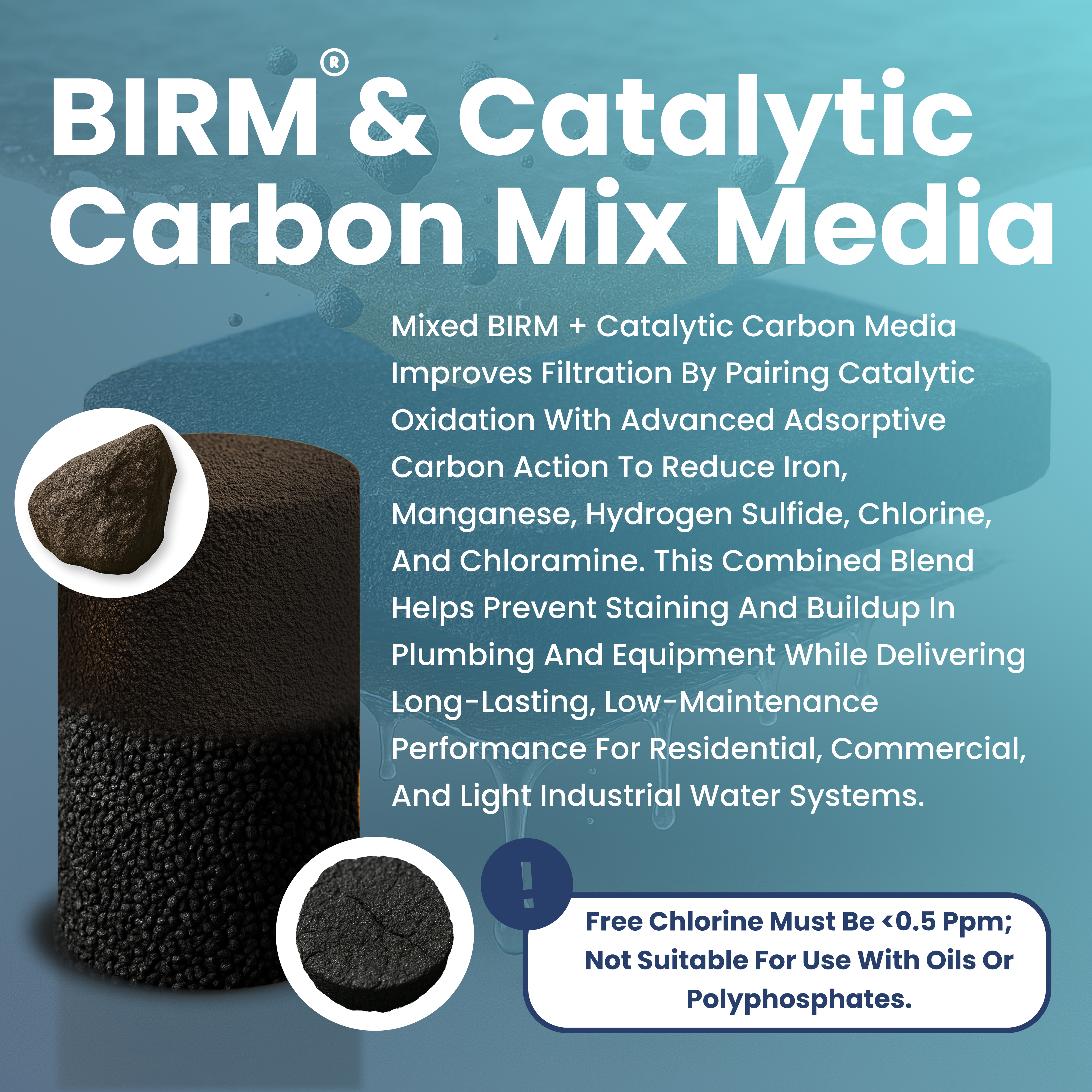 Birm + Catalytic Carbon Media – 5 lbs | Iron, H₂S, Manganese & Chloramine