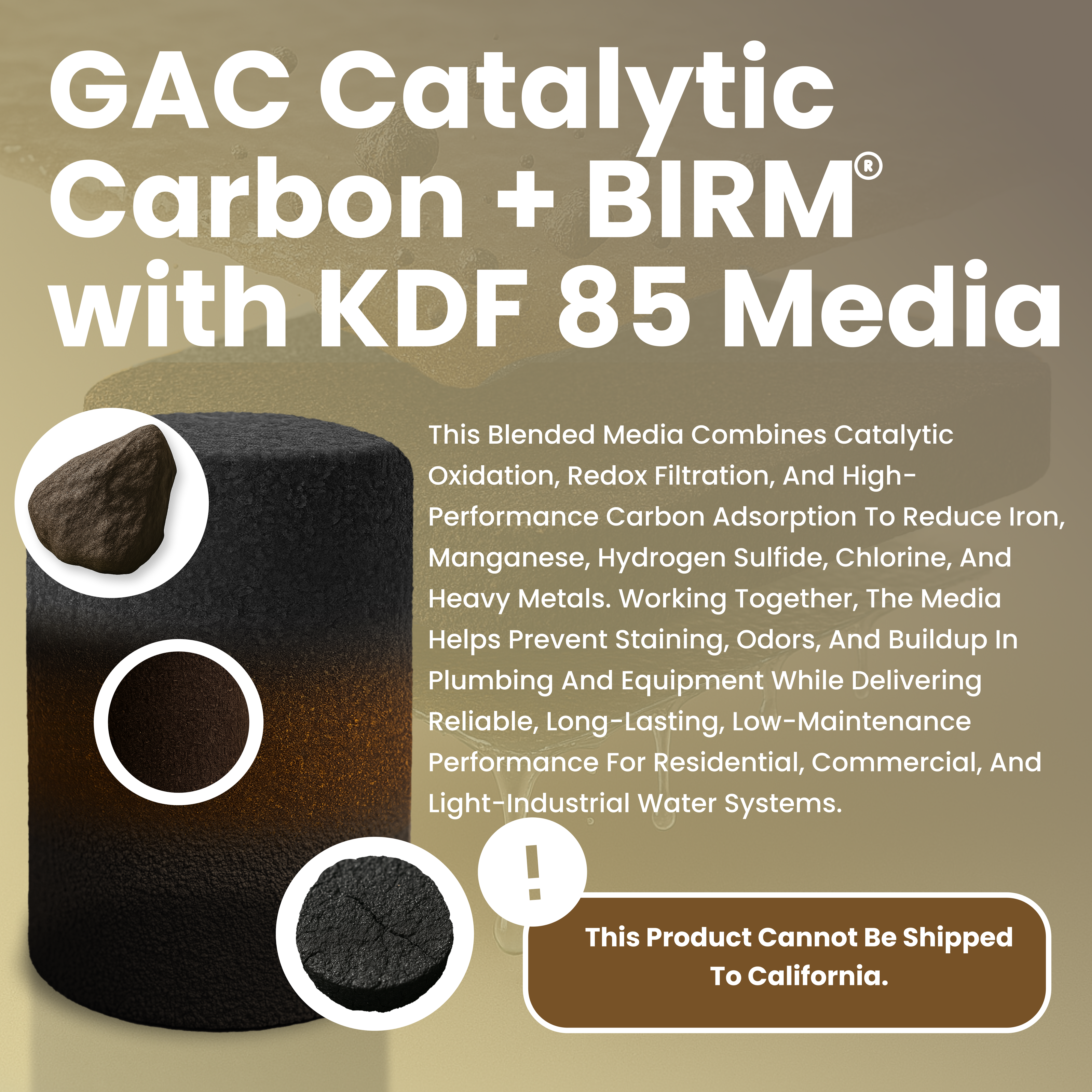 GAC Catalytic Carbon + Birm with KDF 85 Media – 5 lbs Iron, Hydrogen Sulfide & Manganese Reduction Filter Media