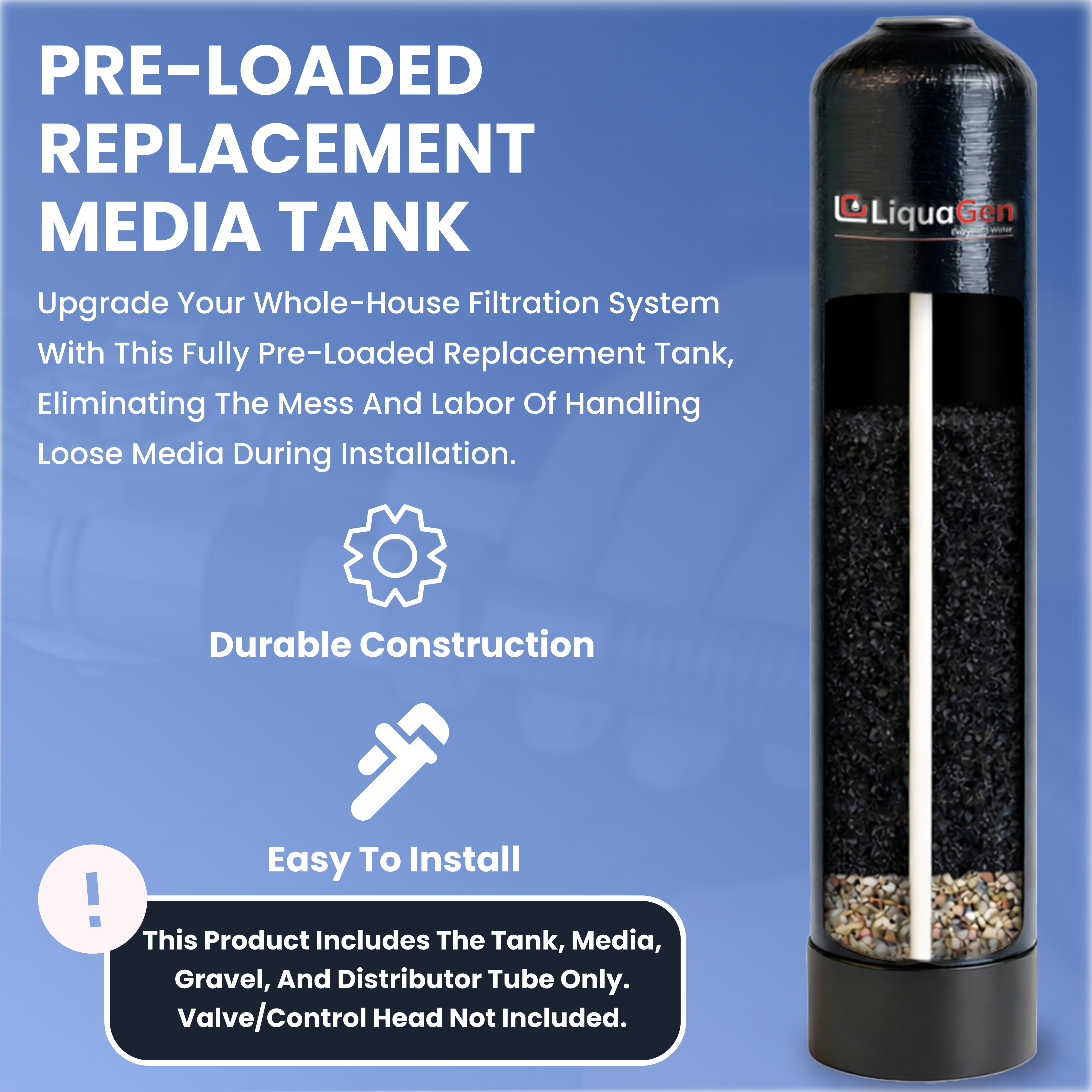 Pre-Loaded Whole House Fluoride Removal (Bone Char) Media Tank - Multiple Sizes