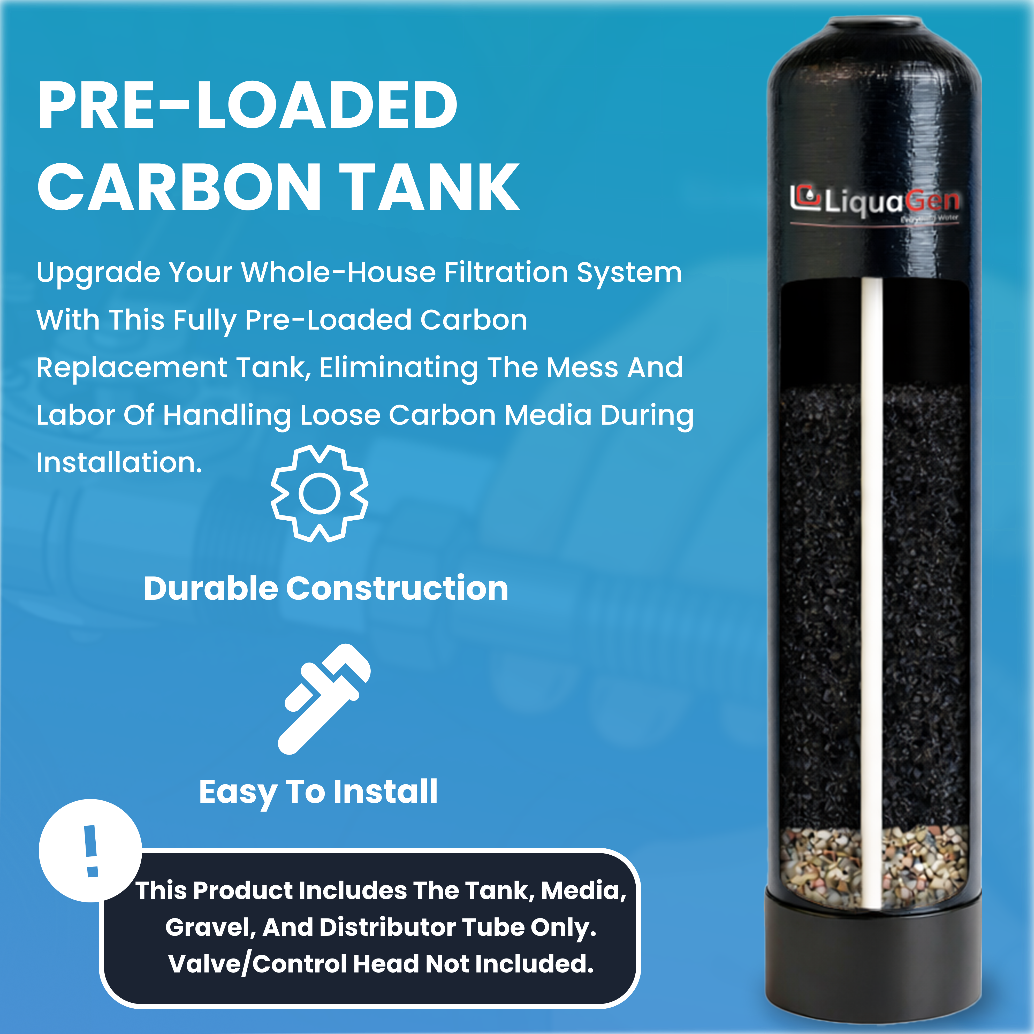 Pre-Loaded Whole House Coconut Shell Carbon Tank - Multiple Sizes