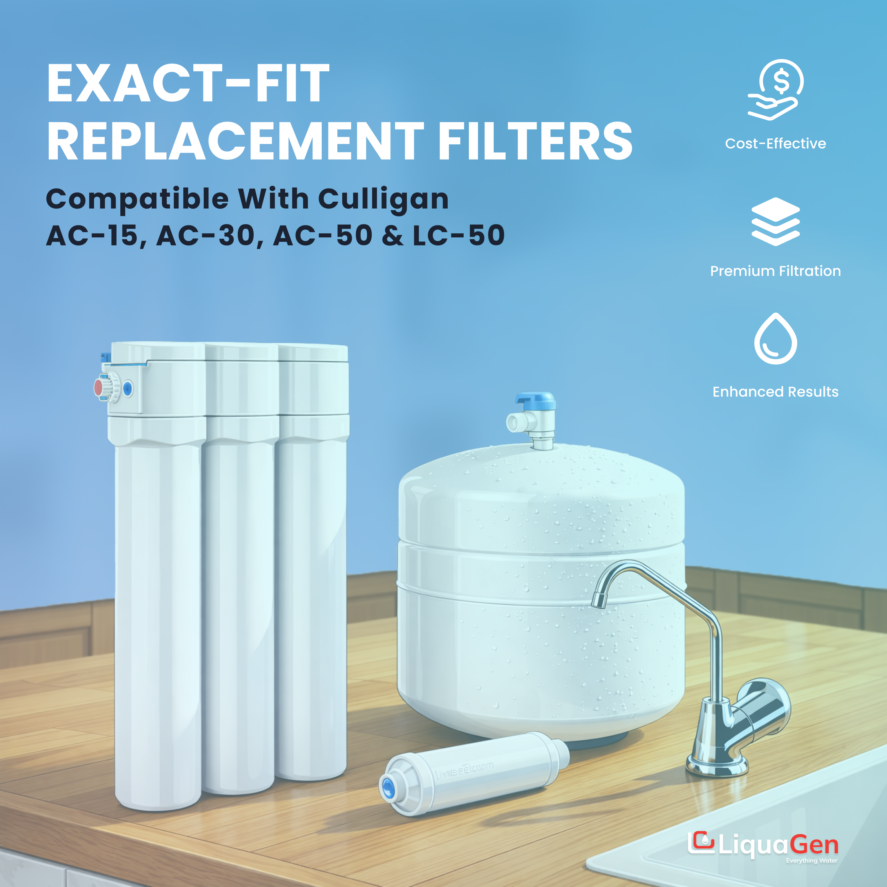Complete RO Replacement Filter Kit – Fits Culligan AC-30 & AC-15 - LiquaGen Water