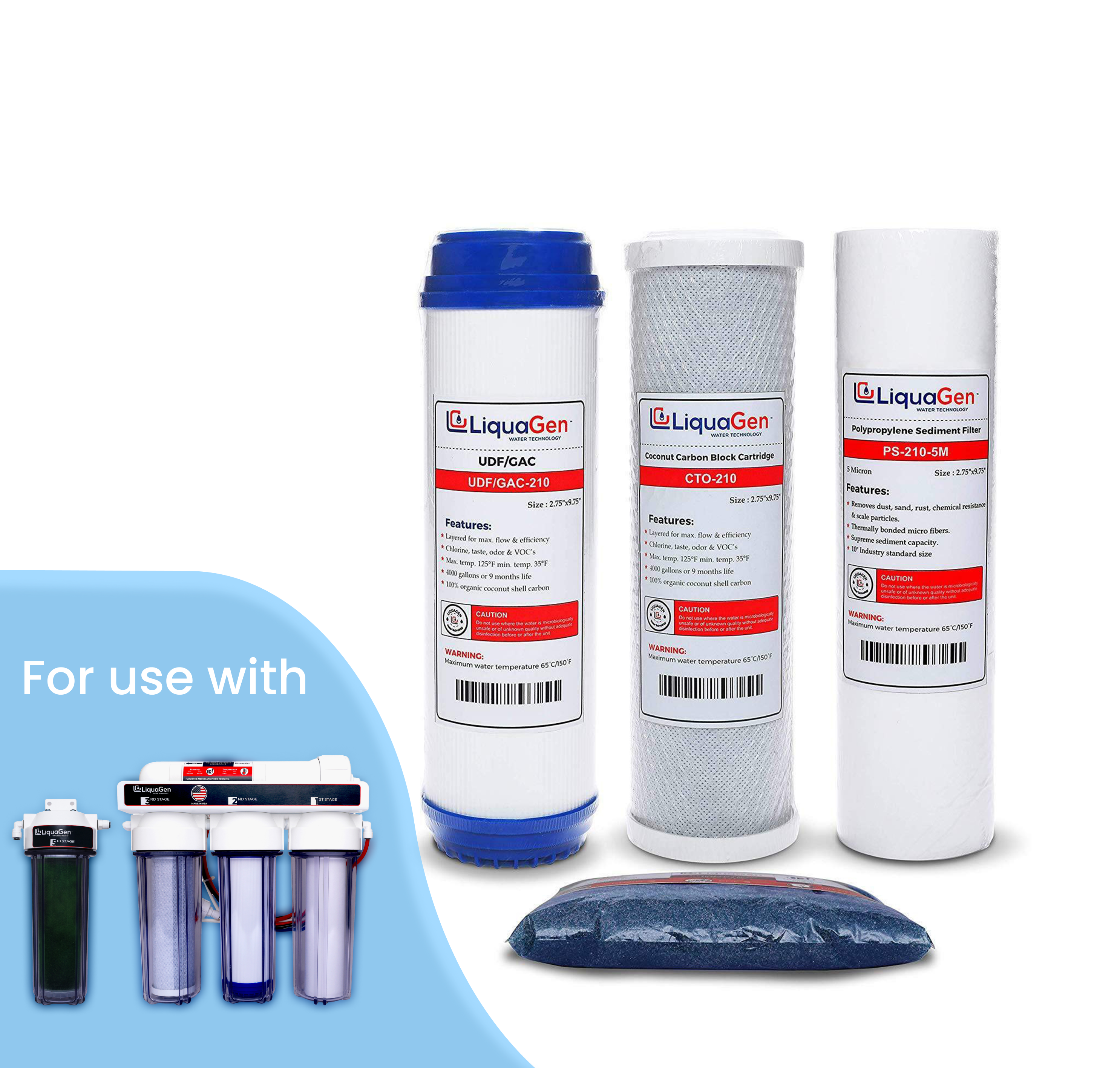 5 Stage RO/DI Replacement Filter Kit (1-OS-100) - LiquaGen Water