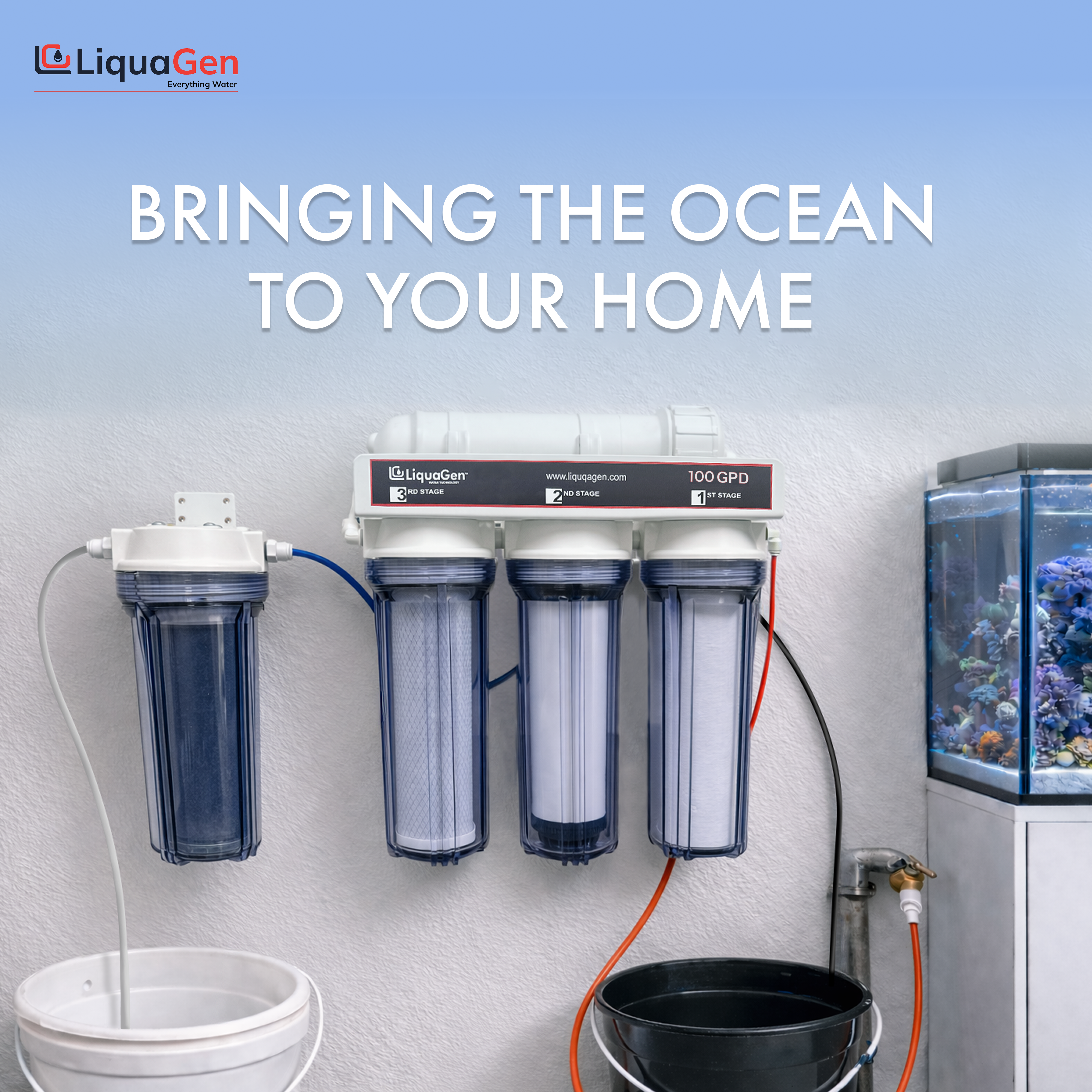 5 Stage Premium 100 GPD RO/DI Water System - LiquaGen Water
