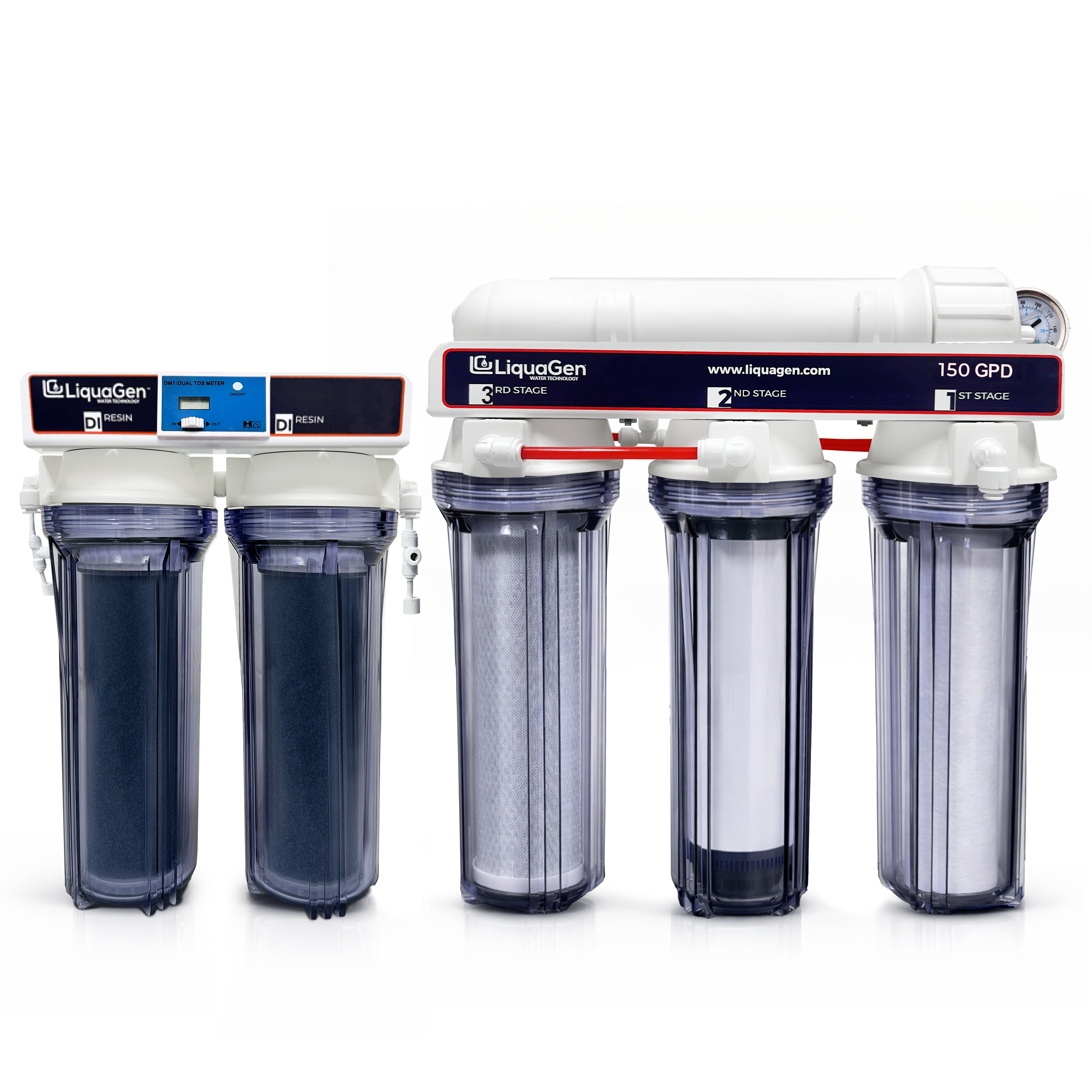 6 Stage Ultra-Premium 150 GPD RO/DI System with Gauge & TDS - LiquaGen Water