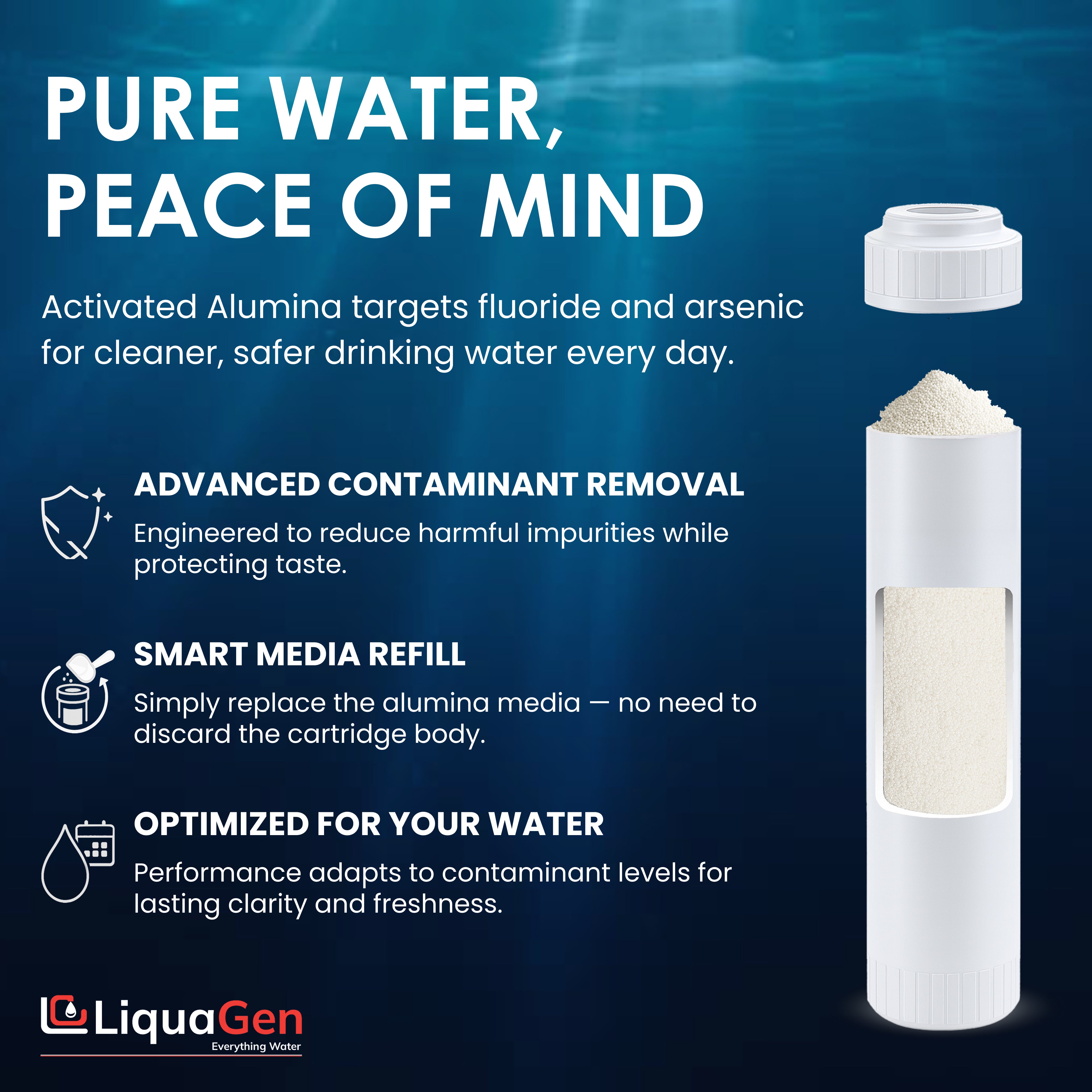 2.5" x 10" Activated Alumina Filter Cartridge (Arsenic Reduction) - LiquaGen Water