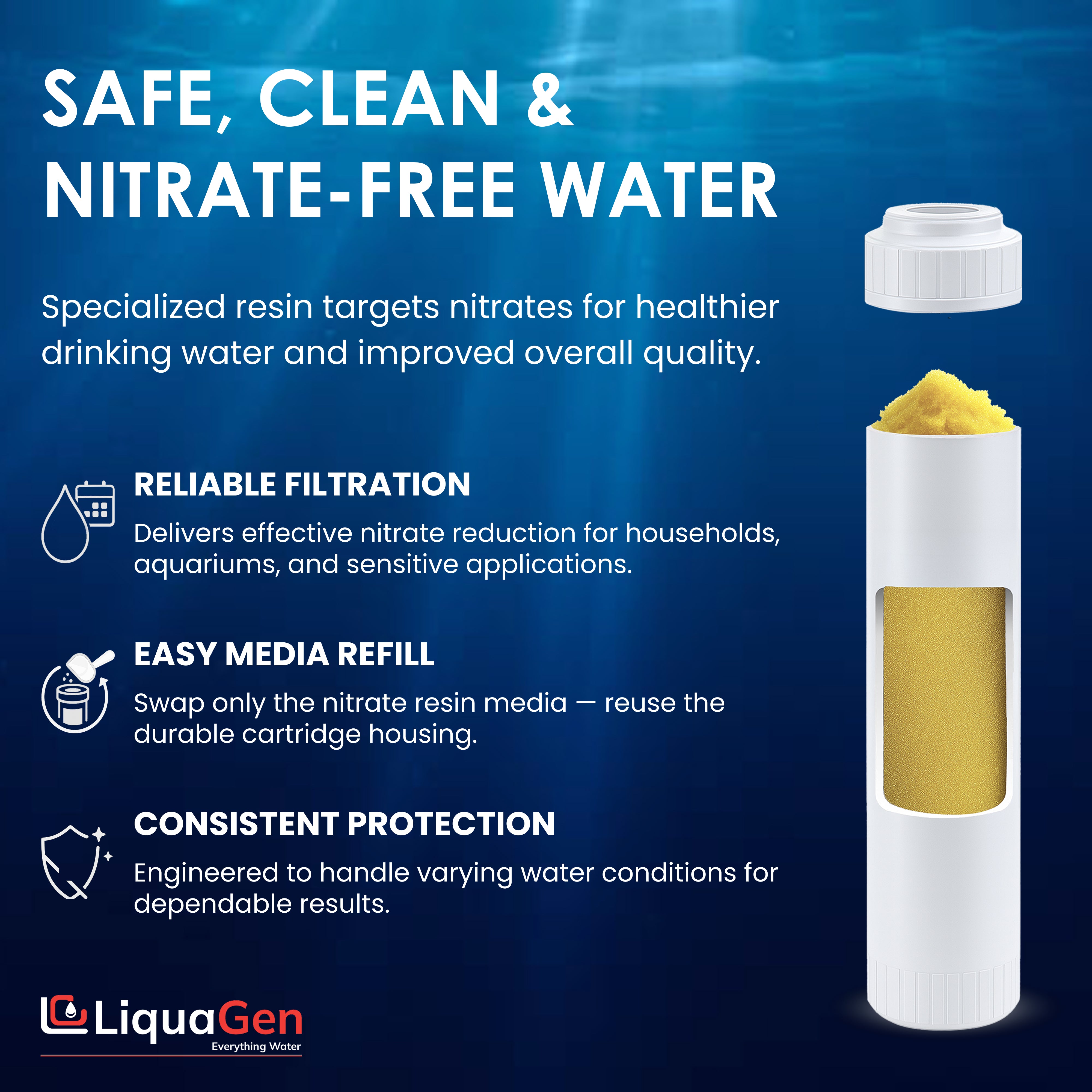 2.5" x 10" Strong Base Anion Filter Cartridge (Nitrate Reduction)