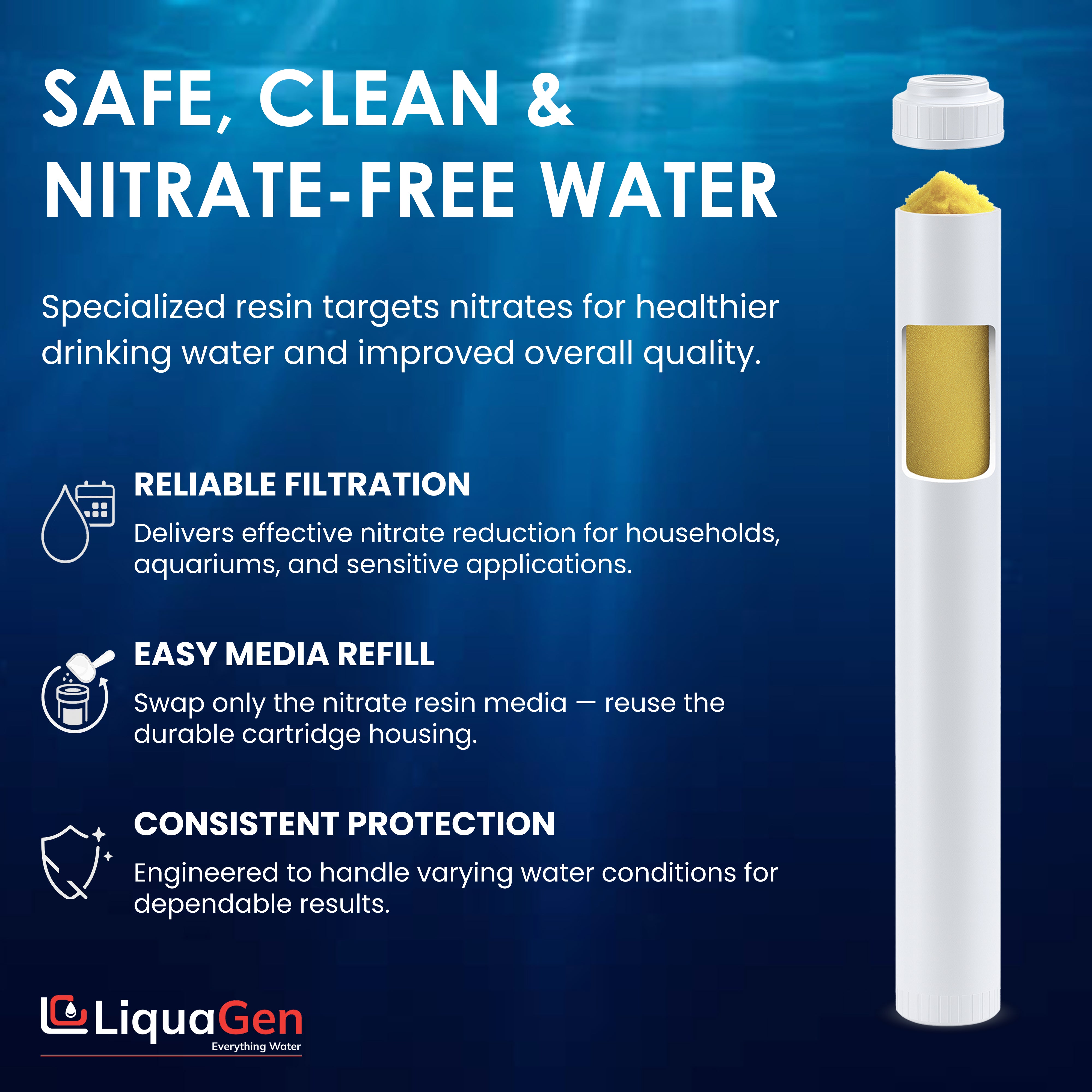 2.5" x 20" Strong Base Anion Filter Cartridge (Nitrate Reduction)