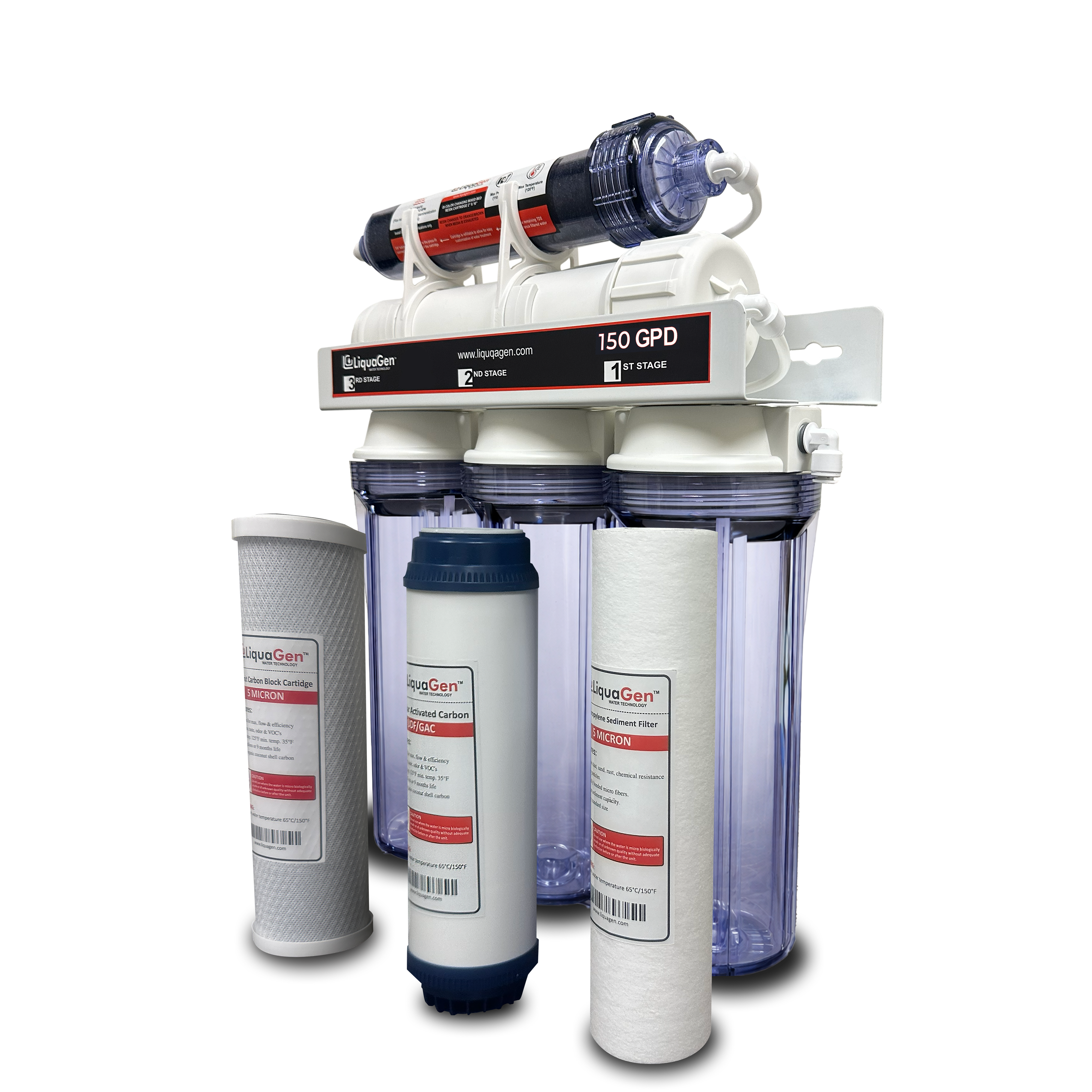 5 Stage Elementary 150 GPD RO/DI Water System - LiquaGen Water