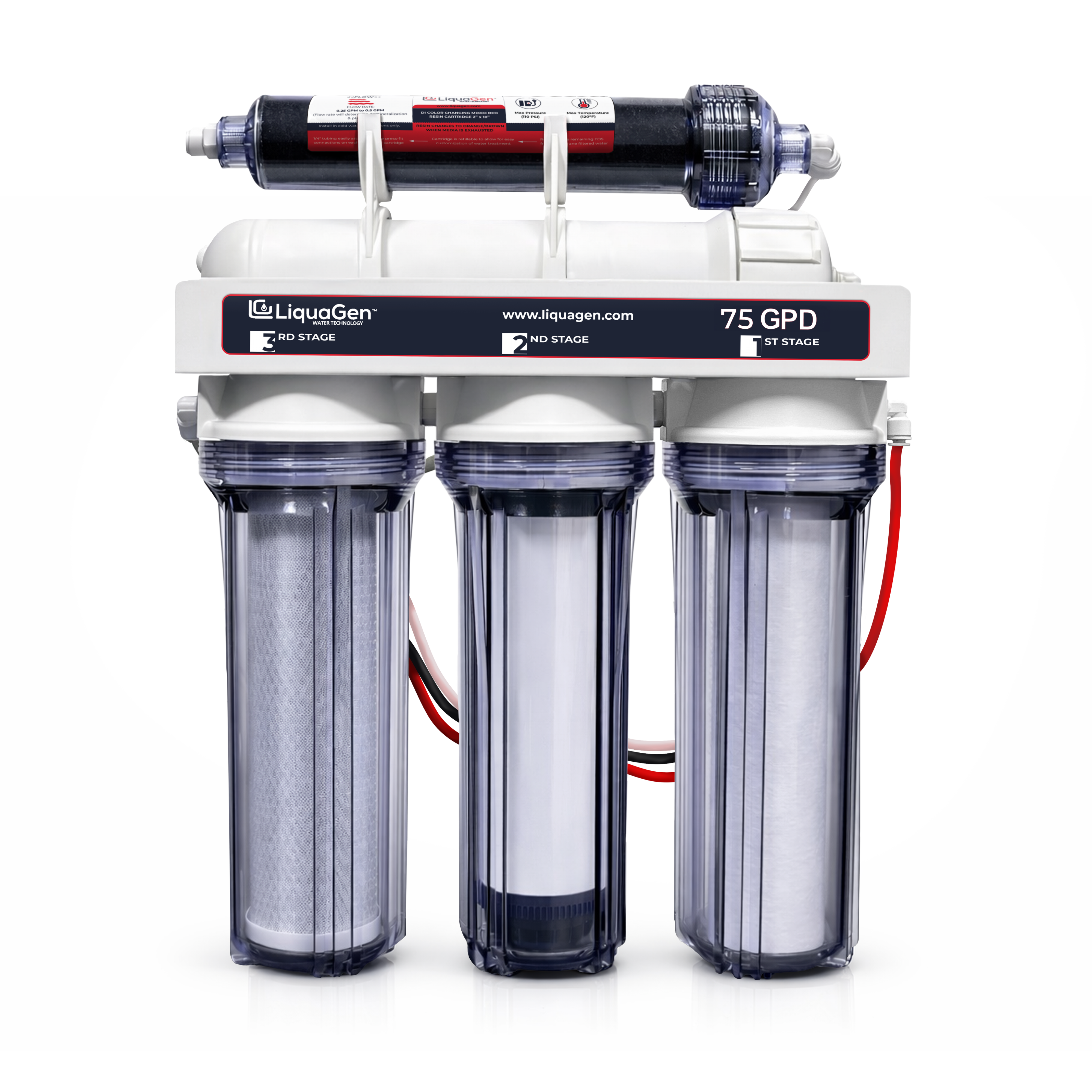 5 Stage Elementary 75 GPD RO/DI Water System - LiquaGen Water