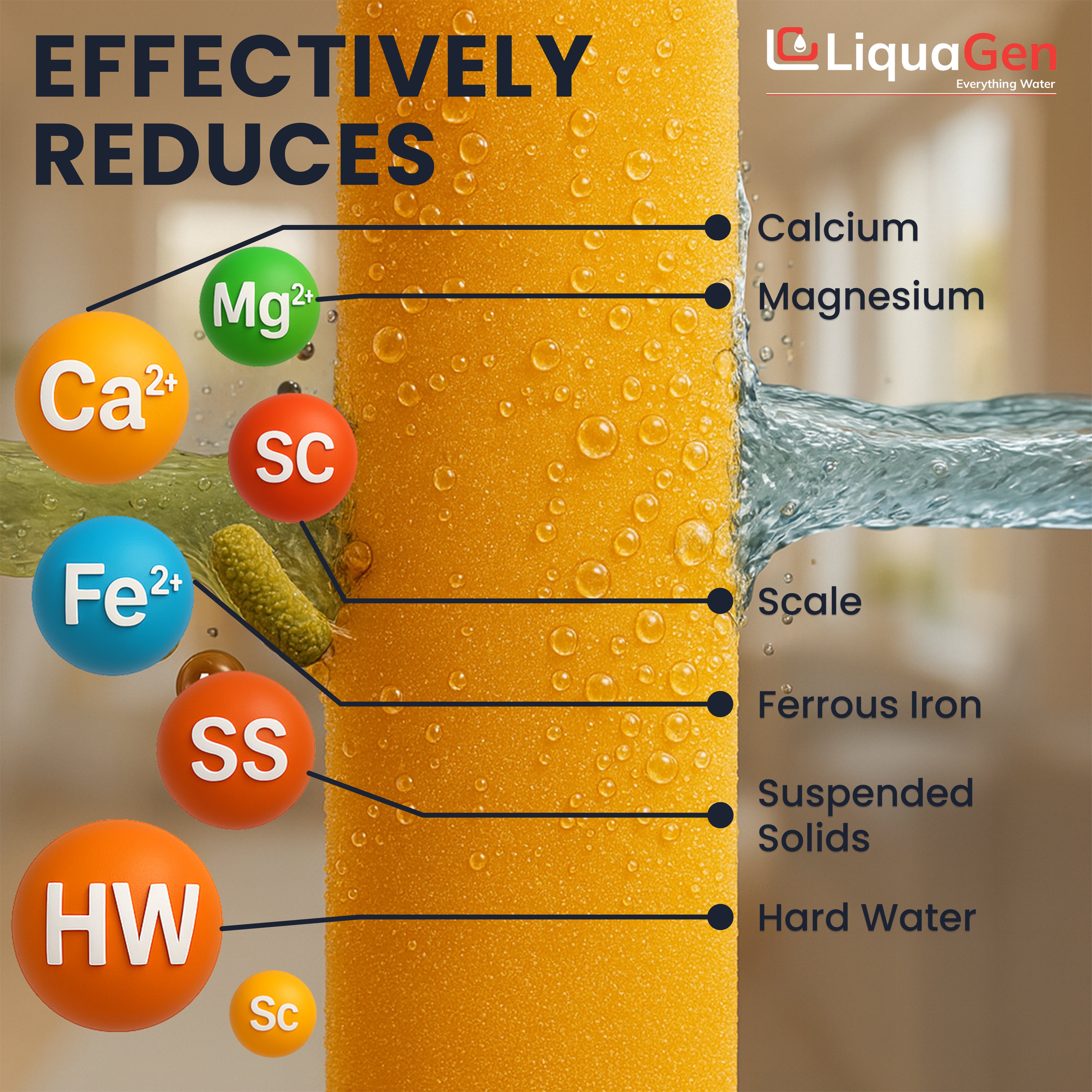 2.5" x 20" Cation Exchange Resin Filter Cartridge (Water Softening & Hardness Reduction) - LiquaGen Water