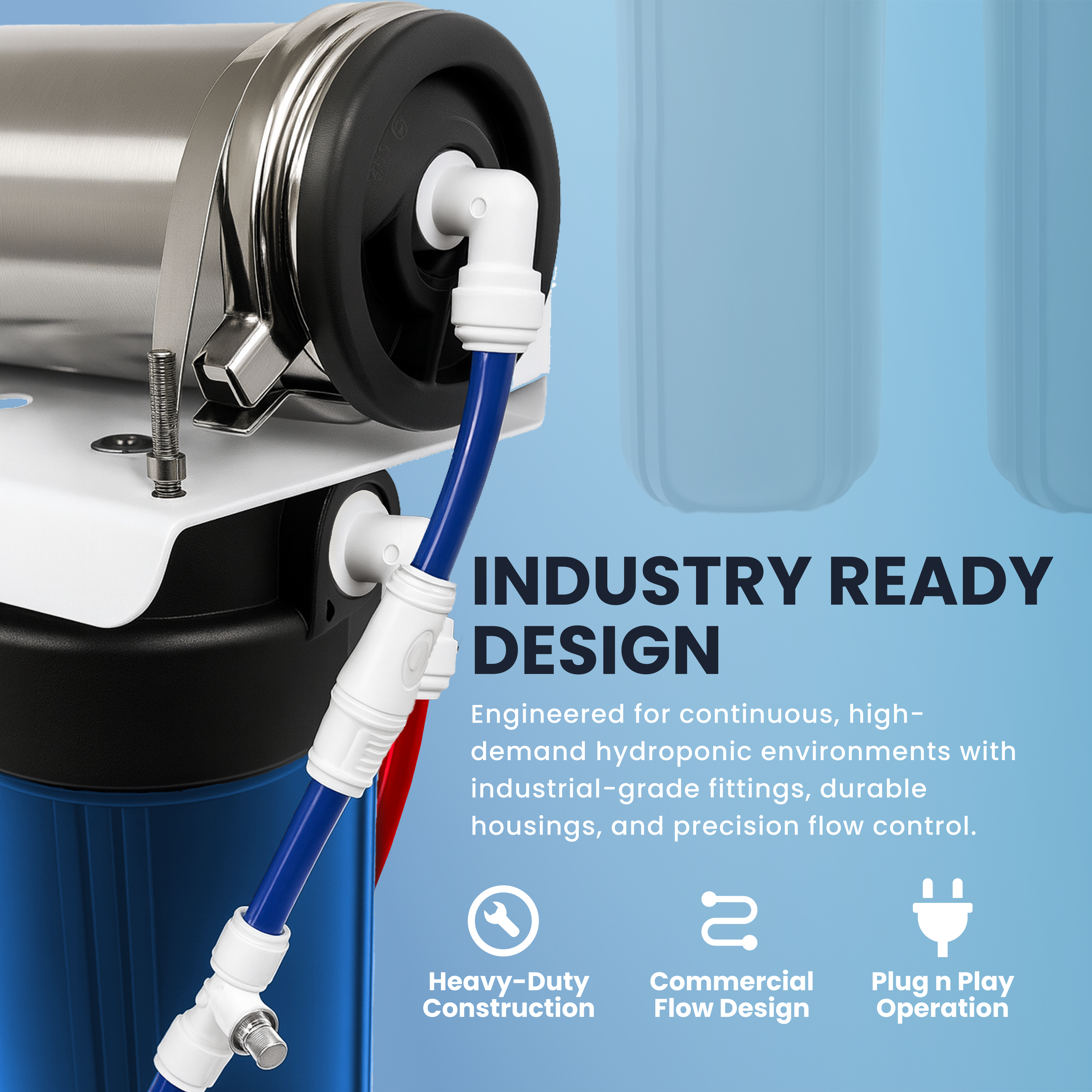 Commercial Hydroponics System 600GPD 4.5"x10" | 3 Stage Filtration