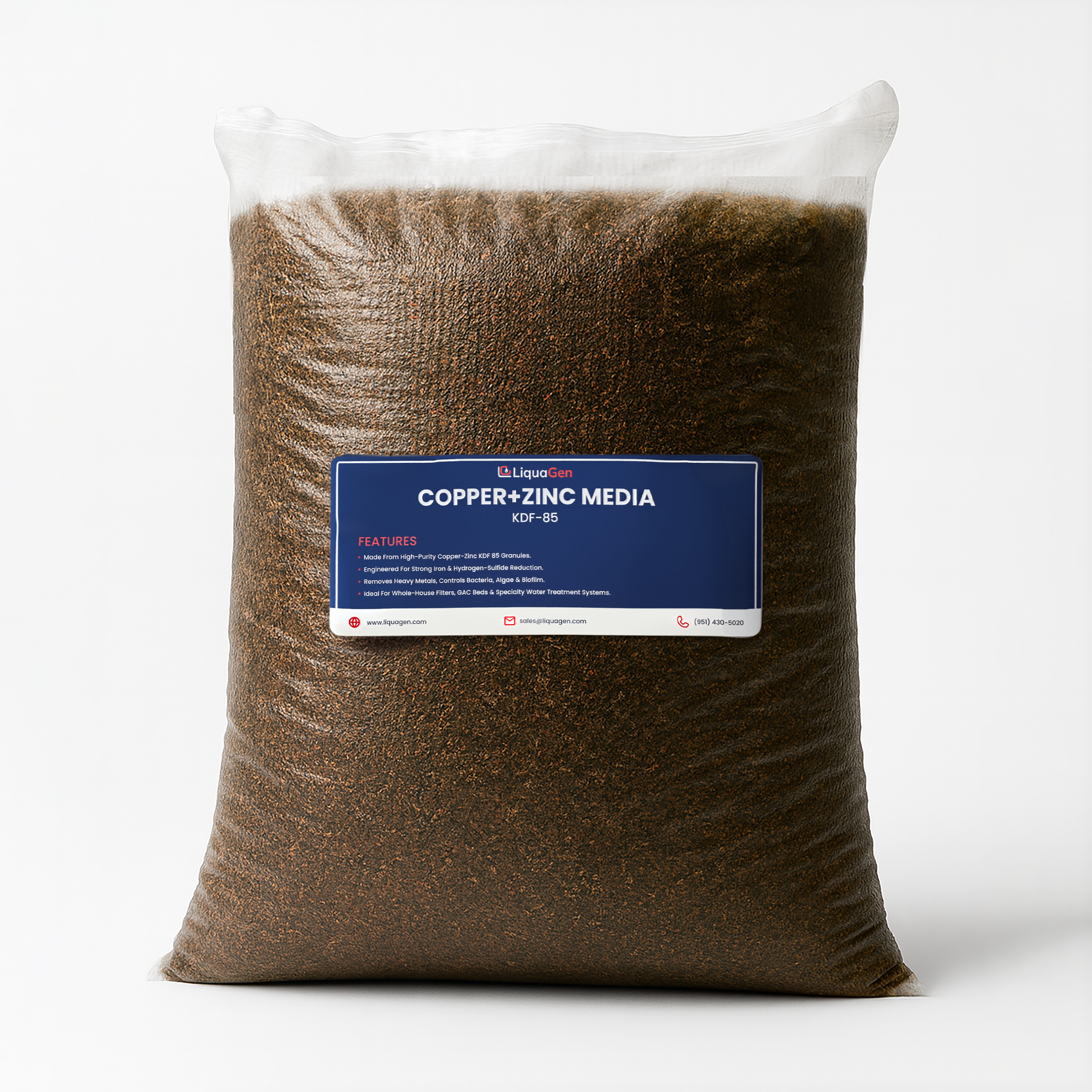 KDF 85 Filter Media – 57 lbs Copper-Zinc Redox Granules for Iron, Sulfur Odor, Heavy Metal & Bacteria Removal in Well Water Systems - LiquaGen Water