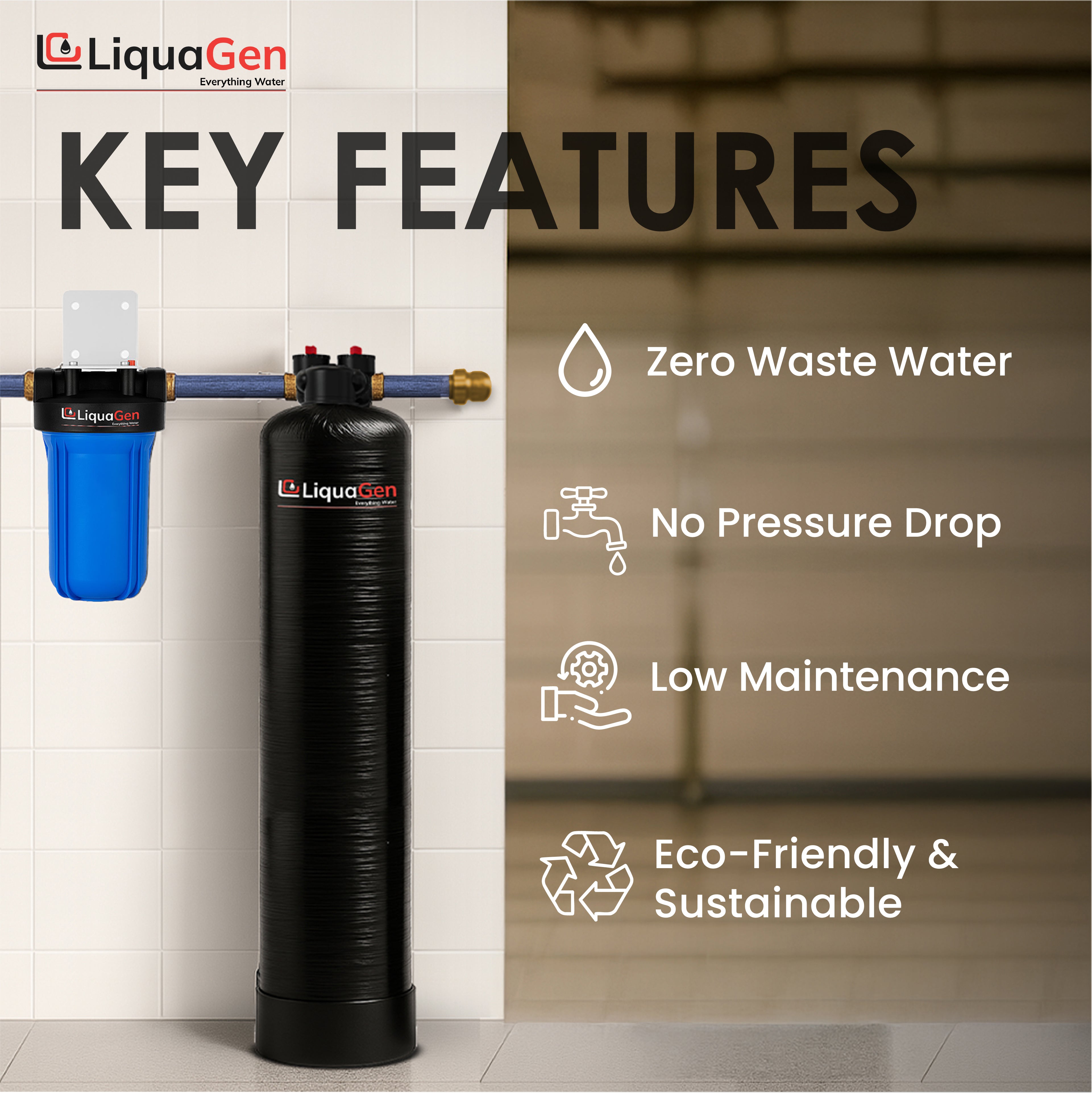 Salt-Free Water Conditioner (Softener Alternative) + Copper Zinc Pre-Filter