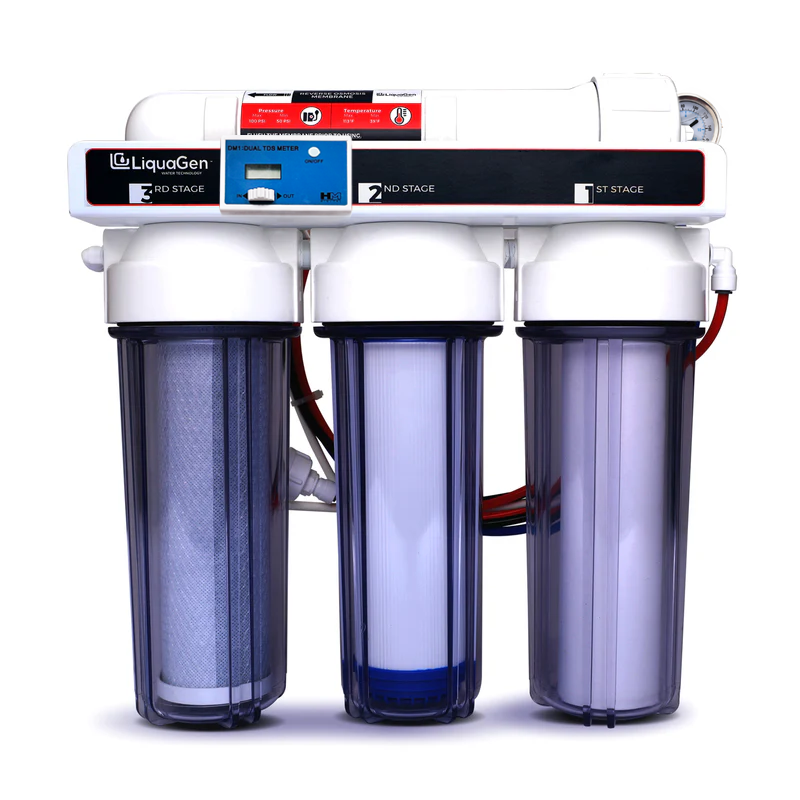 LiquaGen 4 Stage RO Only System With Pressure Gauge & TDS Meter - 100 GPD - LiquaGen Water