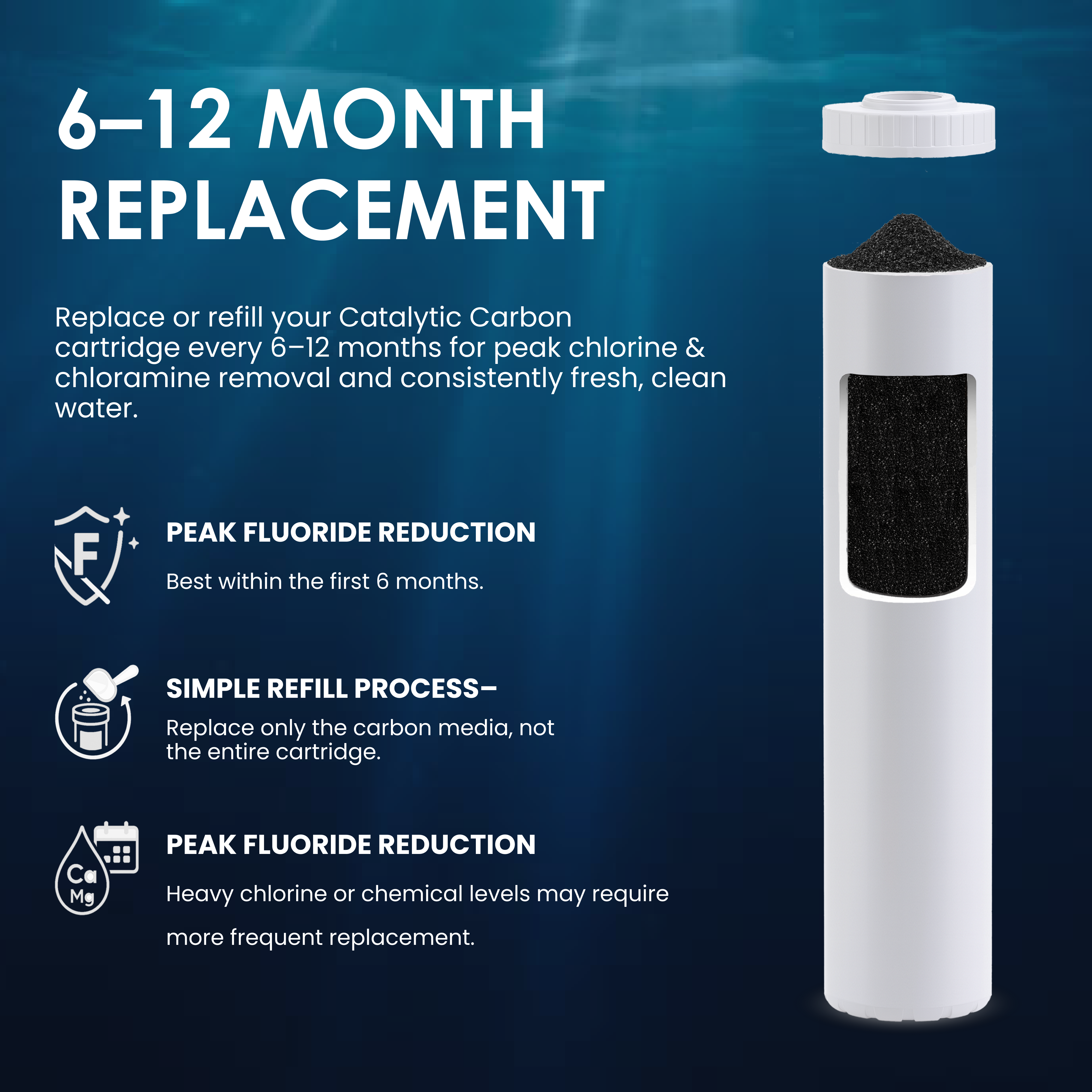 4.5" x 20" Catalytic Carbon Filter Cartridge (Chlorine & Chloramine Reduction)