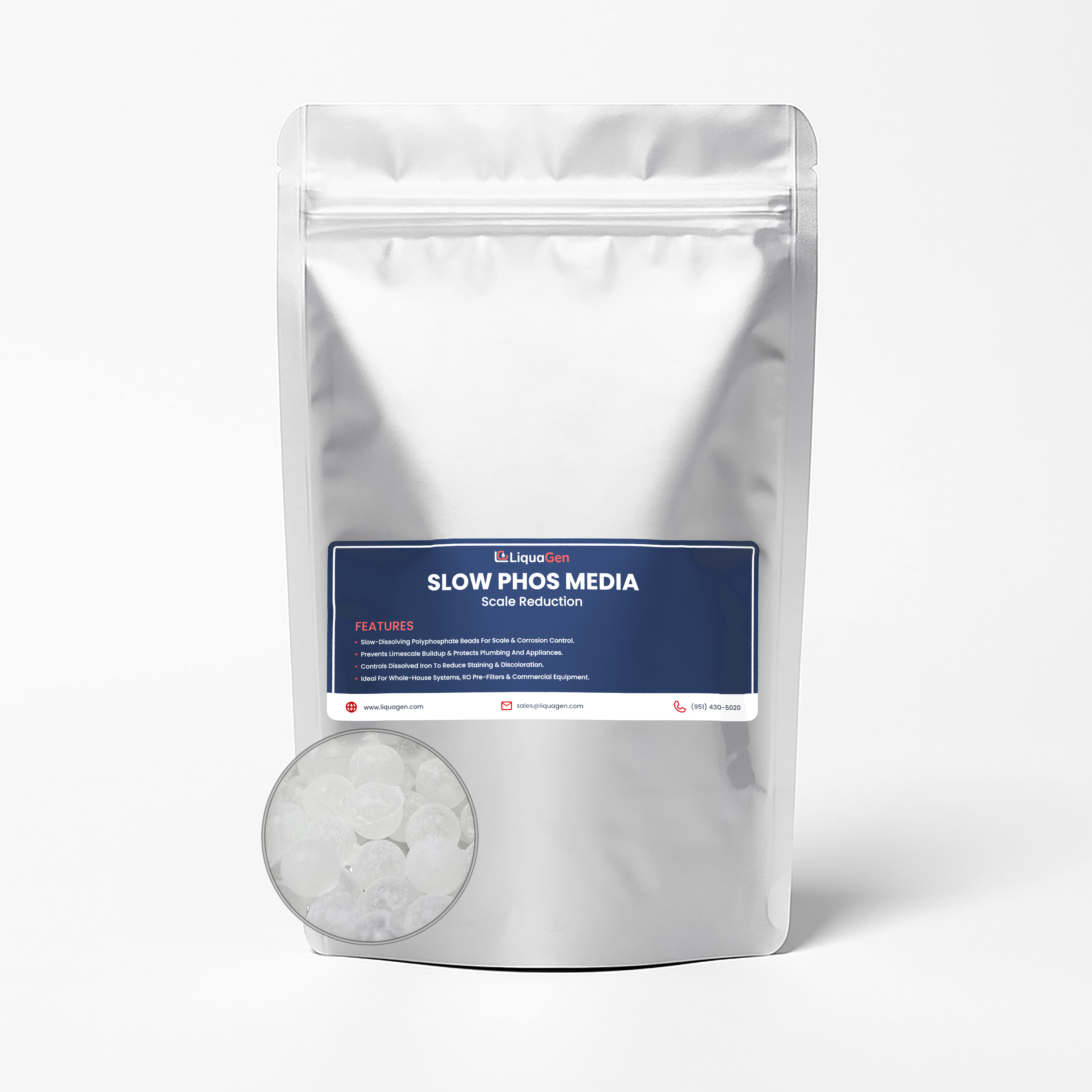 SLOW PHOS – Slow Dissolving Polyphosphate Beads | Scale Reduction Media (1, 2.5, 5, 10, 25 lbs)