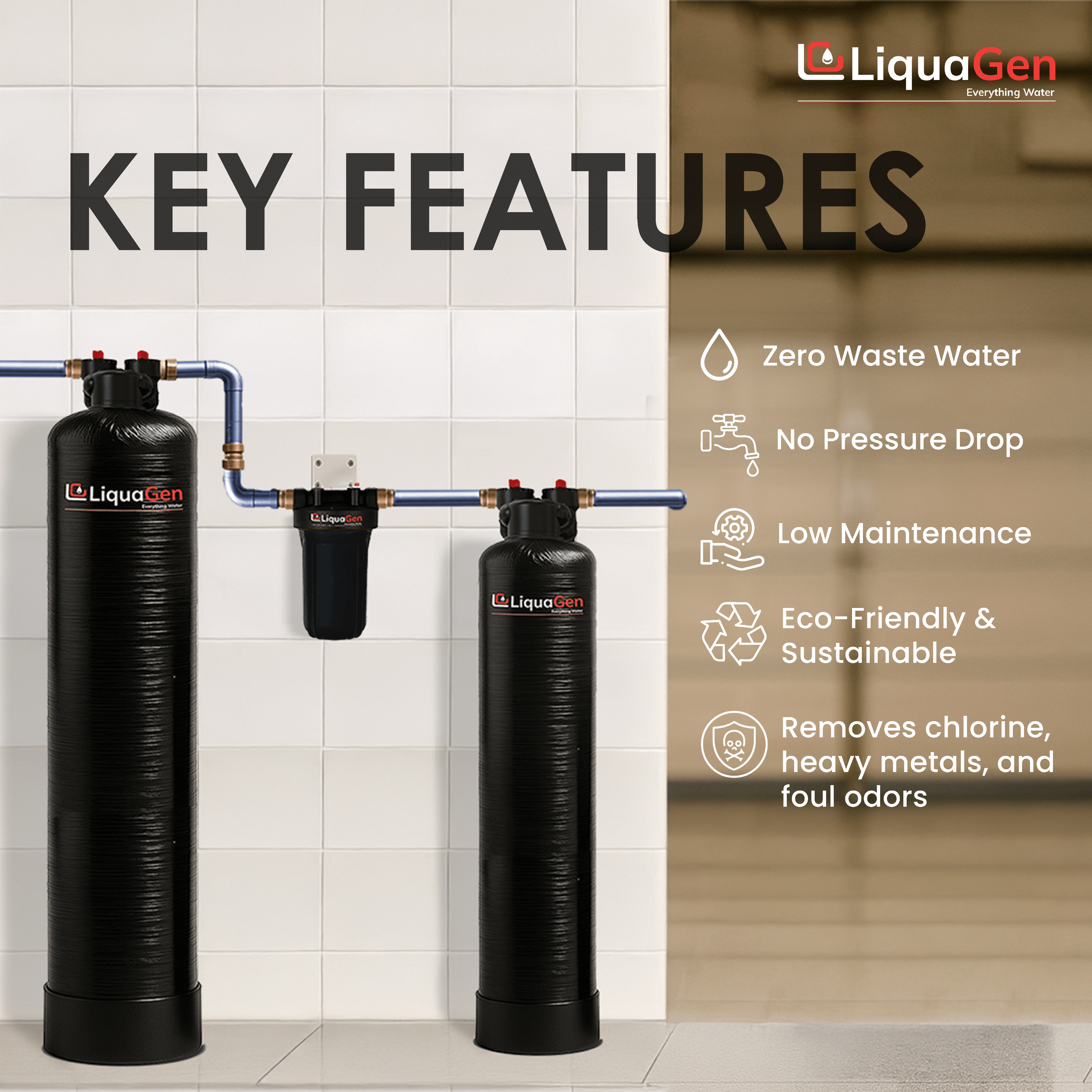 Whole House Salt-Free Conditioner with Sediment Pre-Filter and Copper-Zinc Carbon Filtration – Softener Alternative