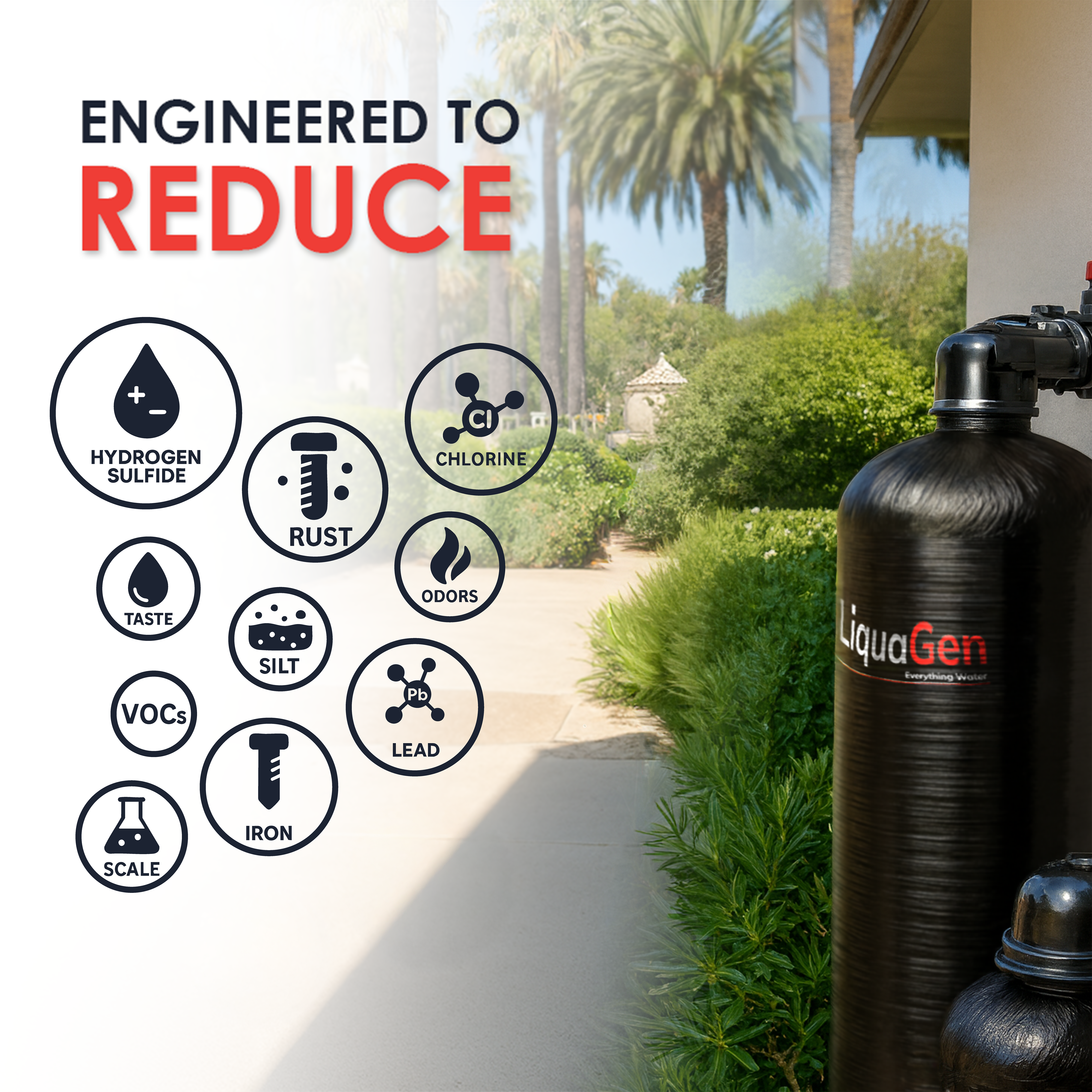 Salt-Free Water Conditioner (Softener Alternative) + 3 Stage Whole House Cartridge System - LiquaGen Water