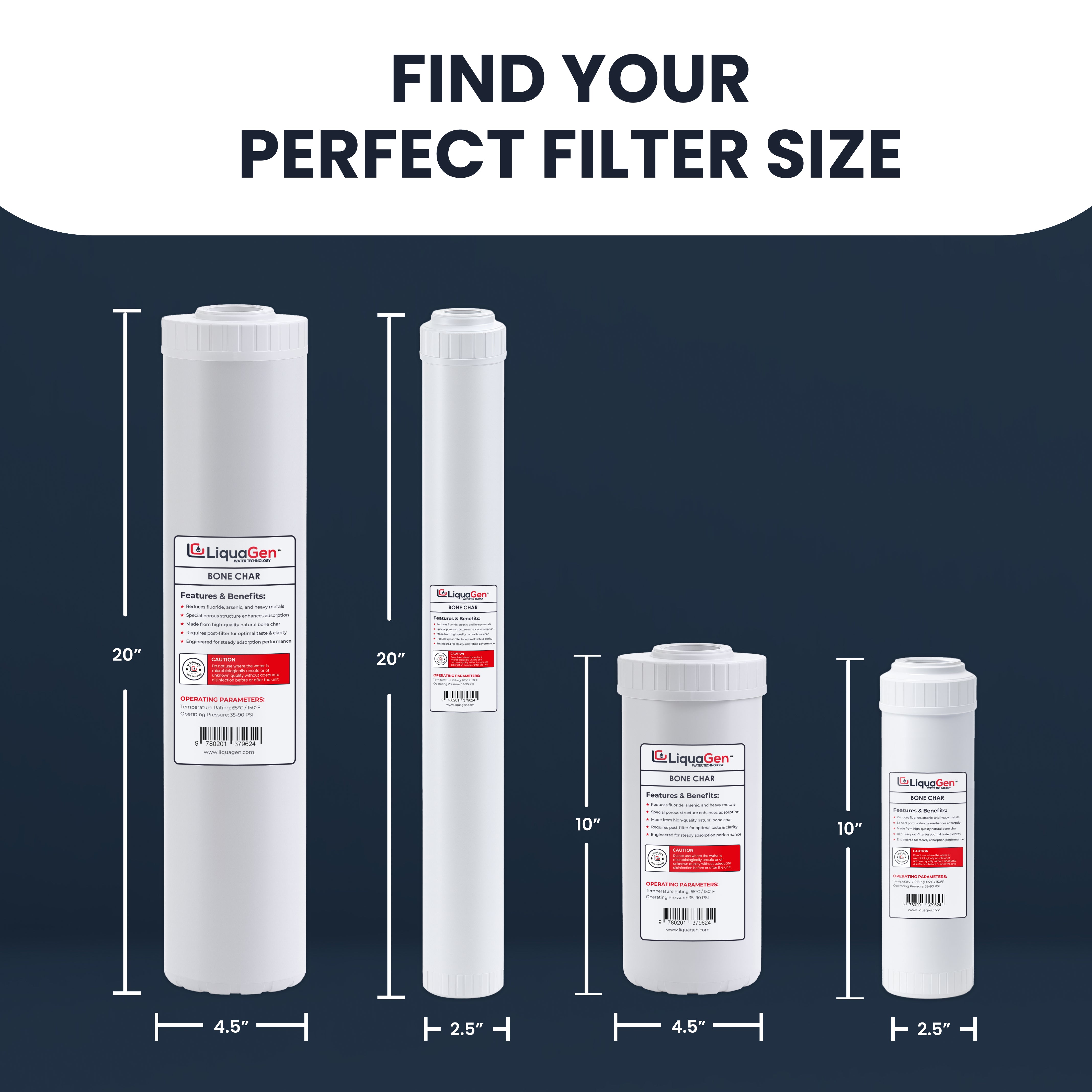 4.5" x 10" Bone Char Filter Cartridge (Flouride Reduction)