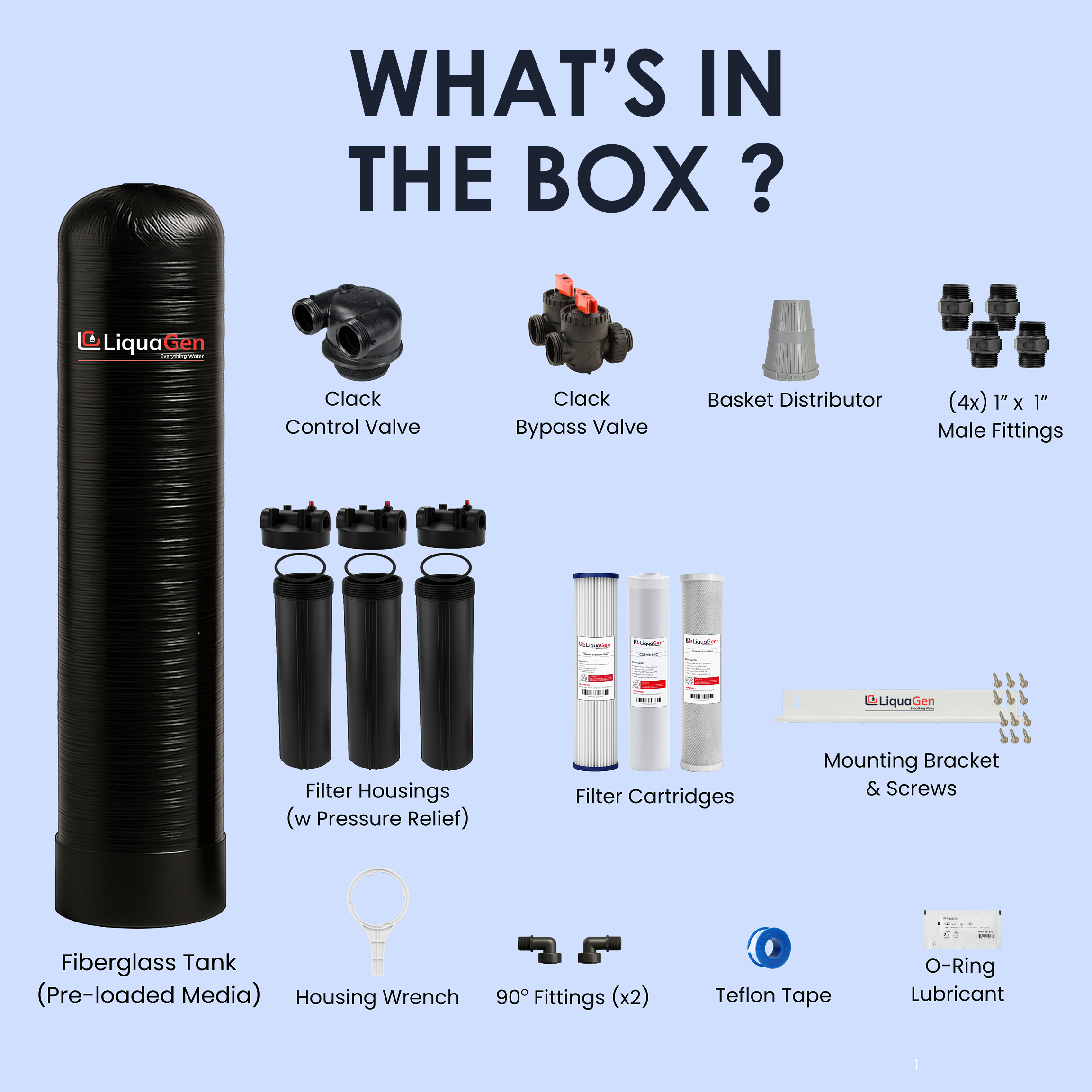 Salt-Free Water Conditioner (Softener Alternative) + 3 Stage Whole House Cartridge System - LiquaGen Water