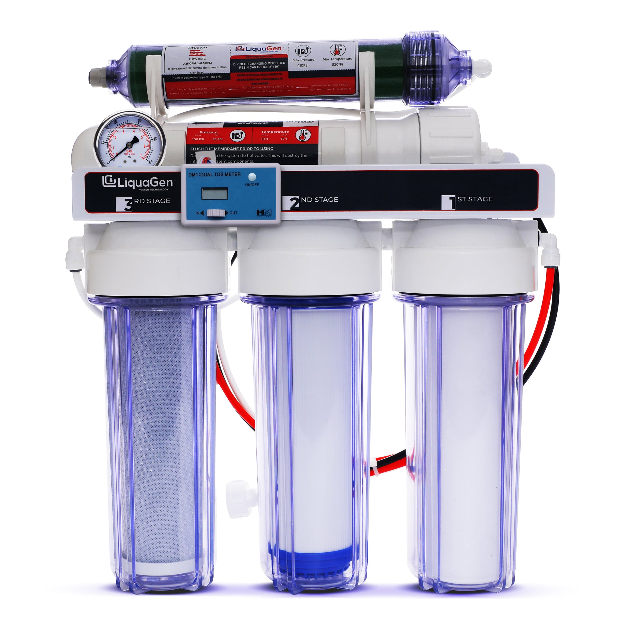 5 Stage RO/DI Water Filter System - 75 GPD (1-OT-75) - LiquaGen Water