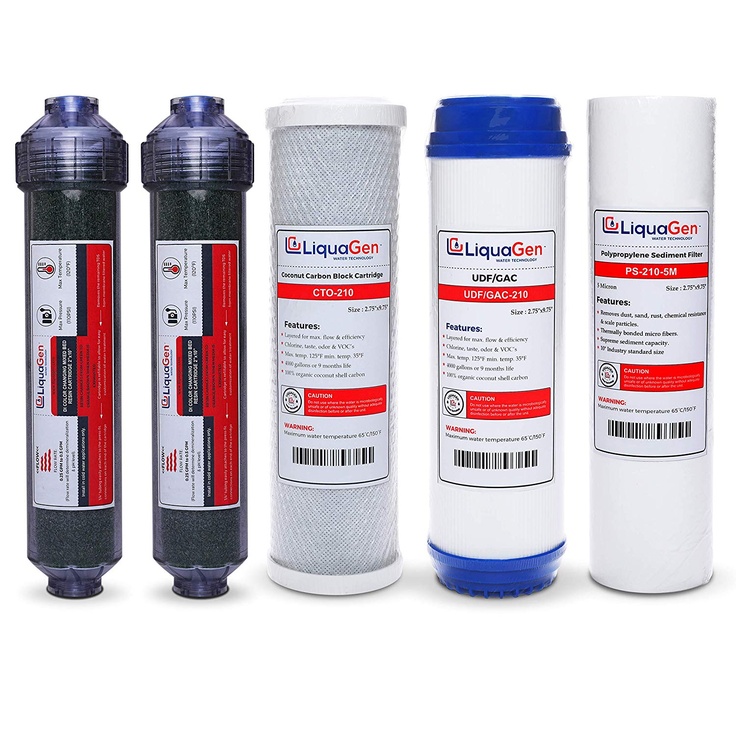 6 Stage RO/DI Replacement Filter Kit (2-OT-100) - LiquaGen Water