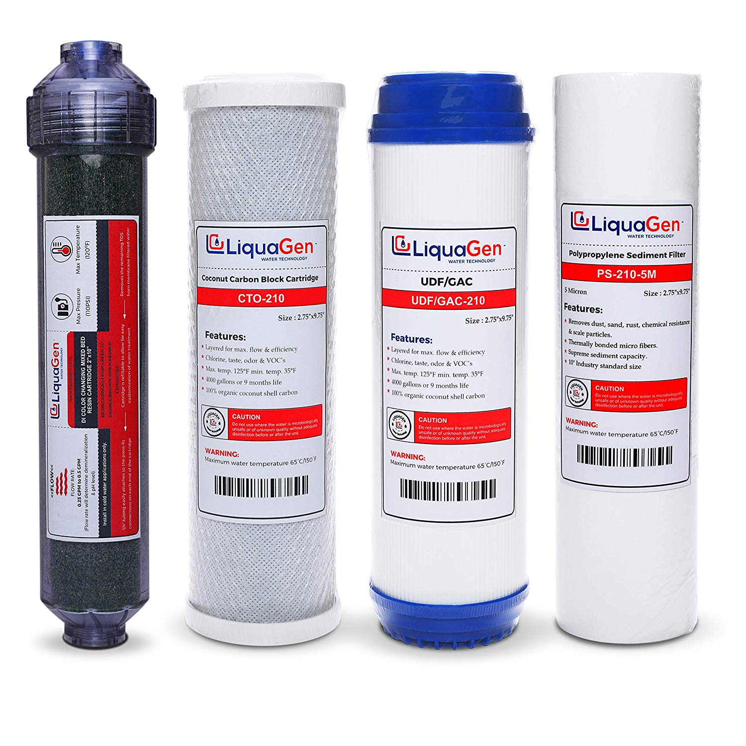 5 Stage Elementary Series RO/DI Replacement Kit (1-OT-75) - LiquaGen Water