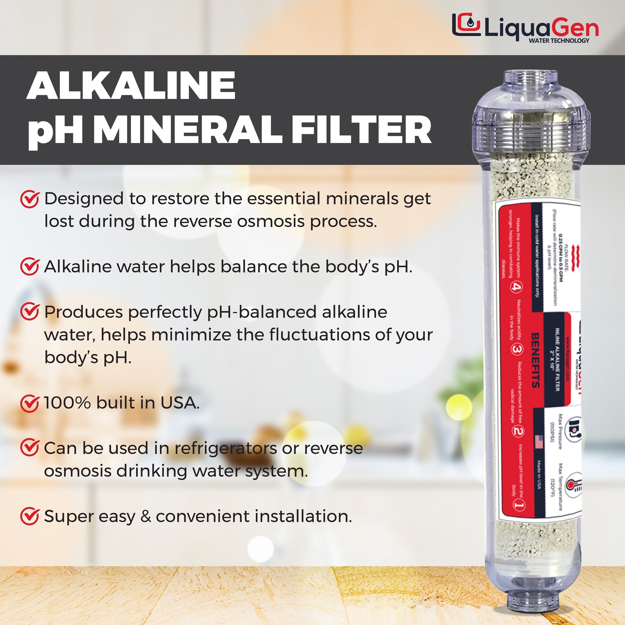 pH Alkaline Mineral Water Filter - LiquaGen Water