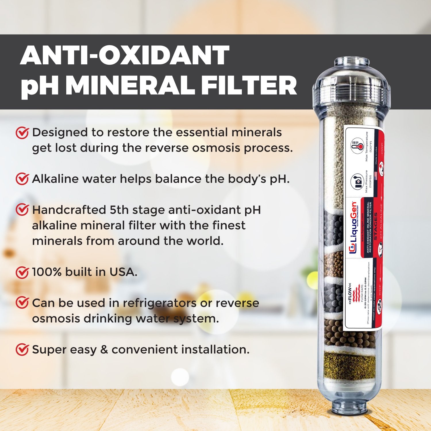 7-Stage Dual Under Sink Reverse Osmosis Deionization RODI + pH Anti-Oxidant Alkaline Water Drinking System | 3.2 Gallon Storage Tank + Faucet - LiquaGen Water