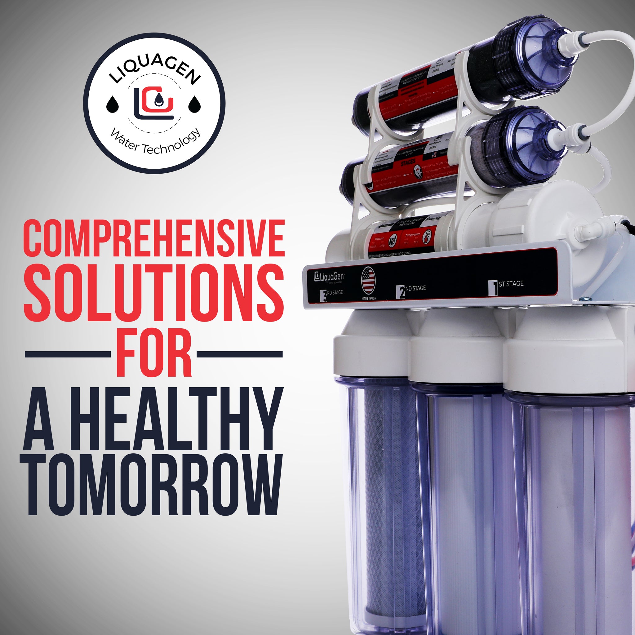 LiquaGen - Dual 6 Stage Under Sink Reverse Osmosis Drinking & Aquarium Deionization (RO/DI) Water Filter System - LiquaGen Water