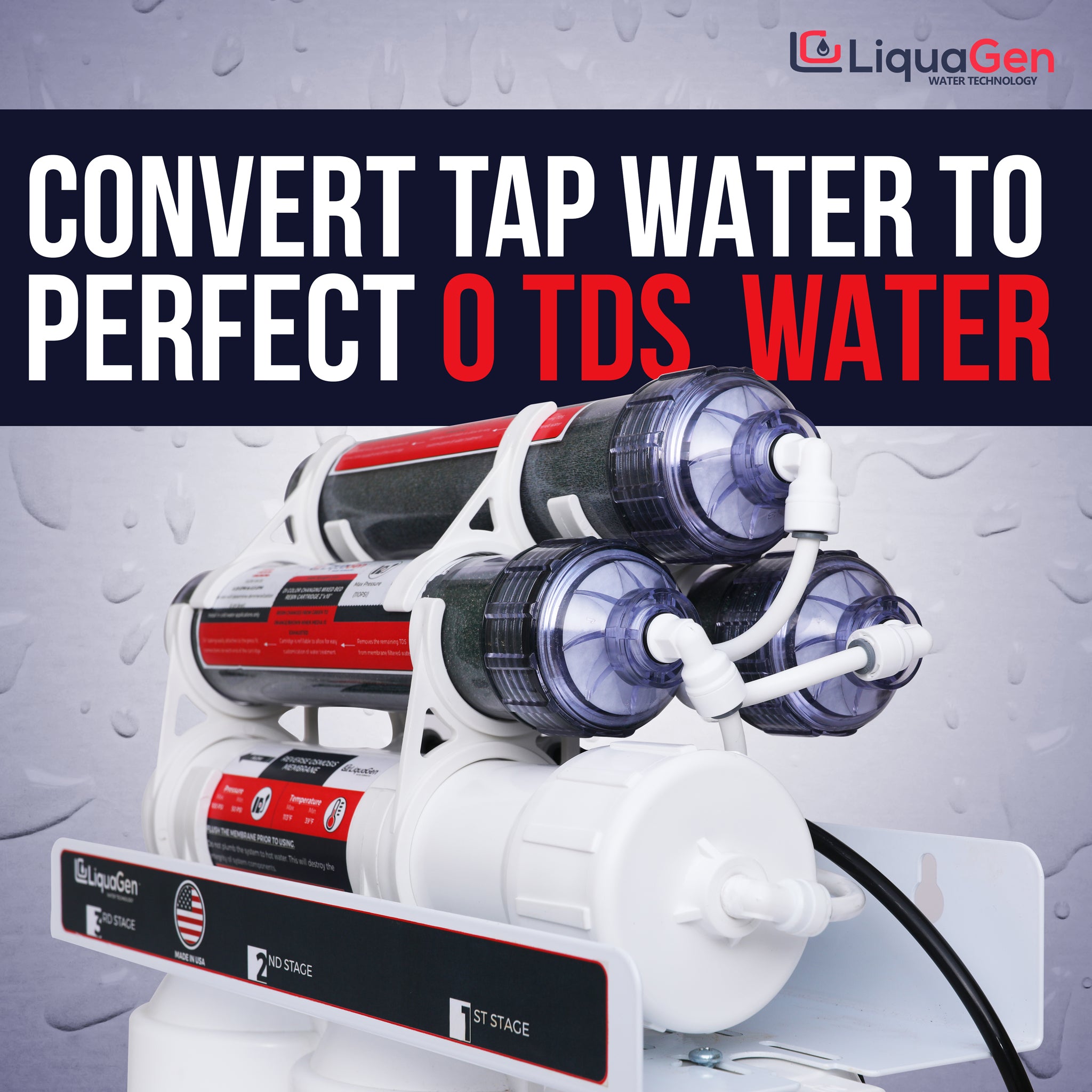 7 Stage RO/DI Water Filter System - 150 GPD (3-OT-150) - LiquaGen Water