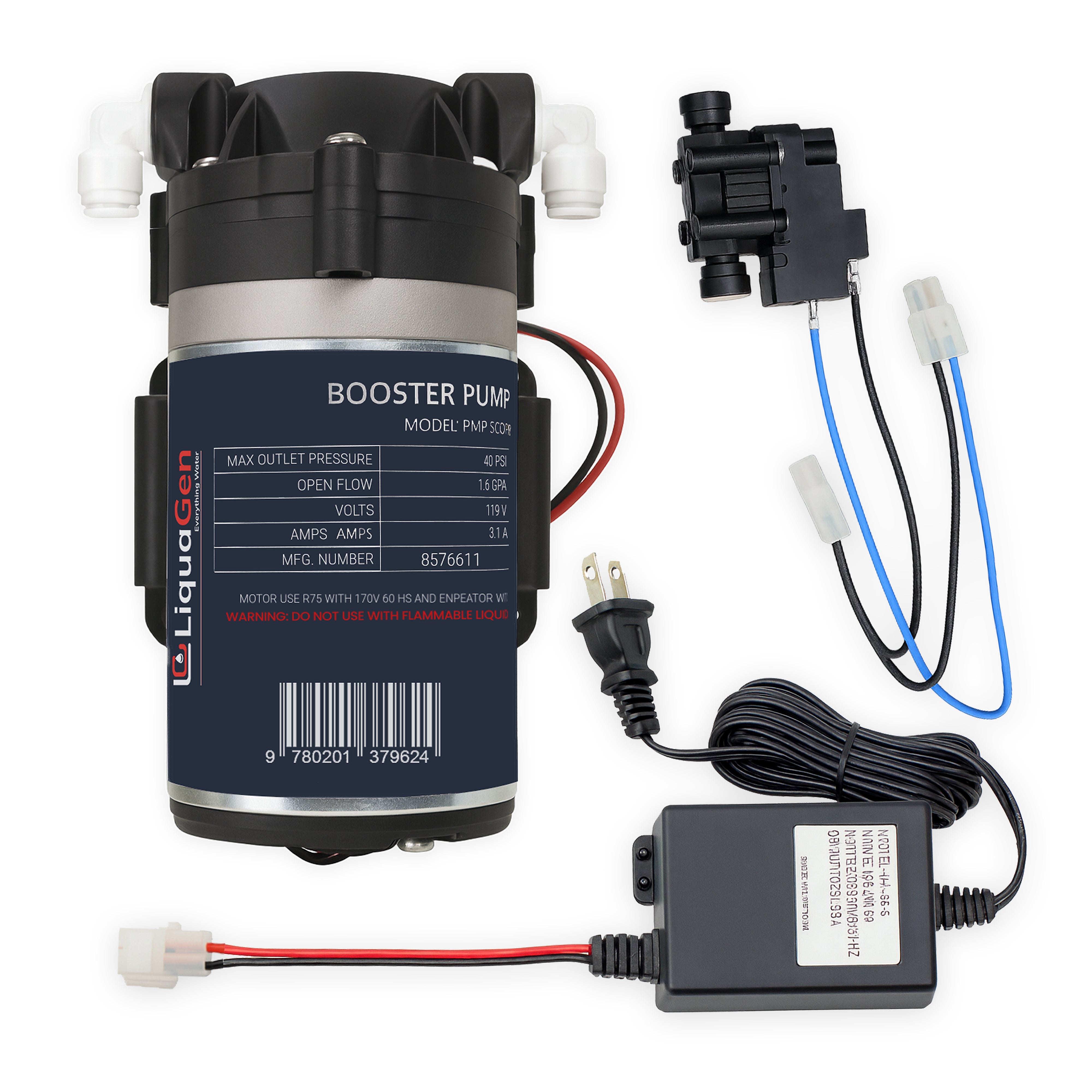 1/4" Reverse Osmosis Booster Pump Kit - Up to 200 GPD